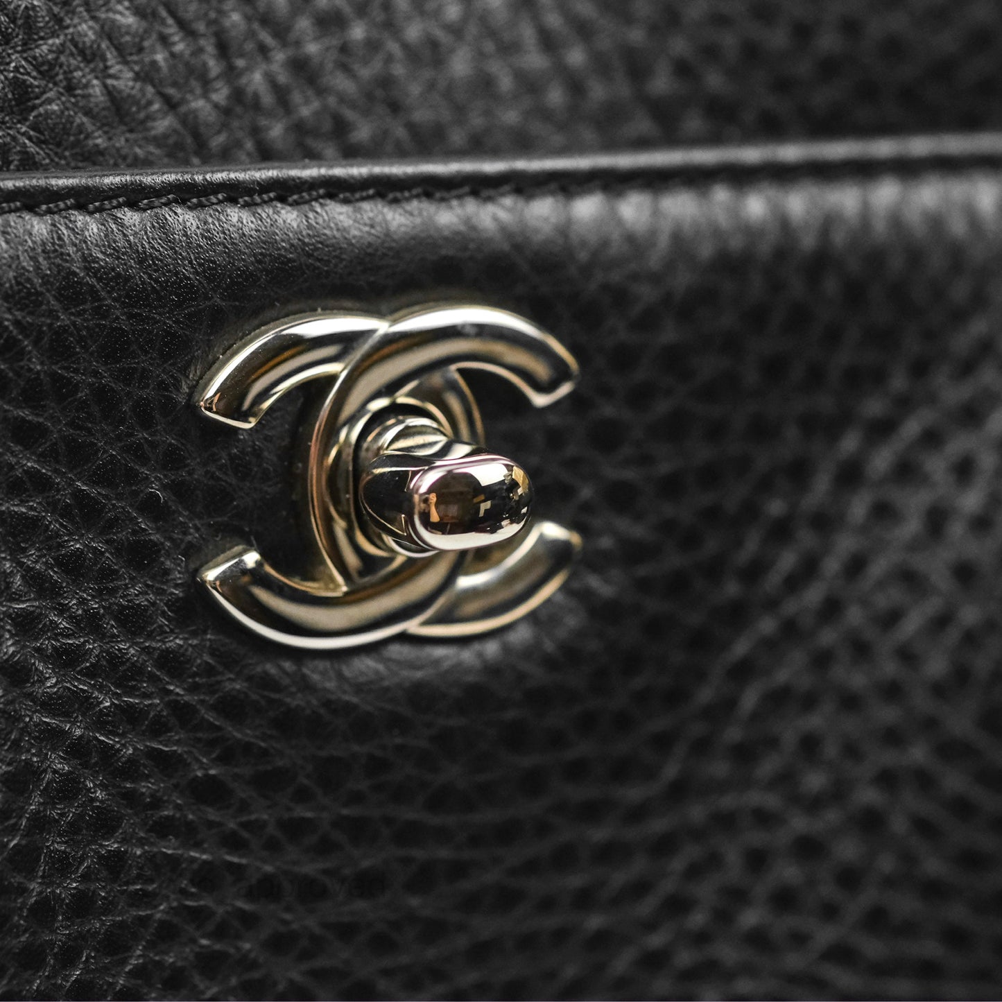 Chanel Executive Tote Bag Black Grained Calfskin Silver Hardware