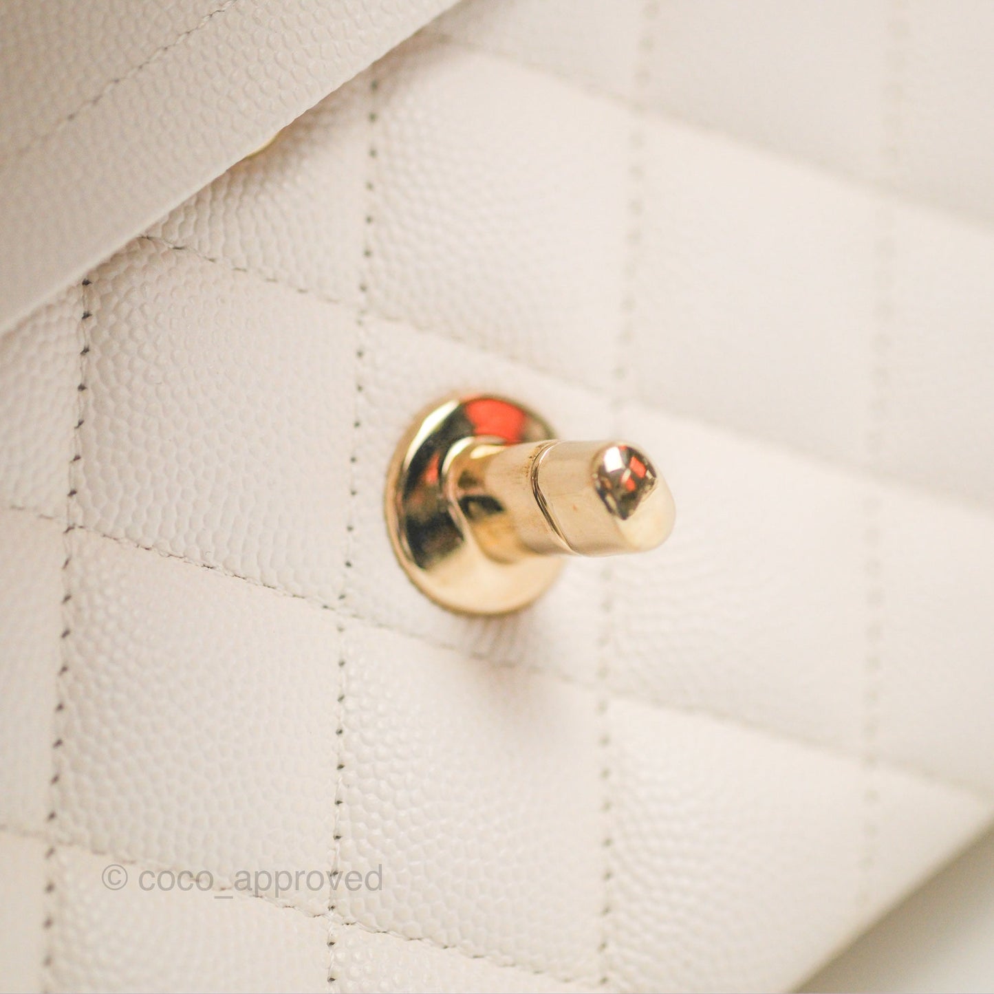 Chanel Small Classic Quilted Flap White Caviar Gold Hardware