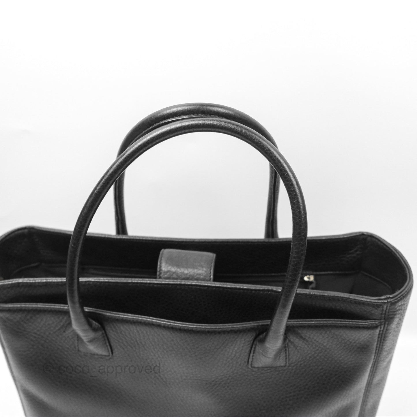Chanel Executive Tote Bag Black Grained Calfskin Silver Hardware