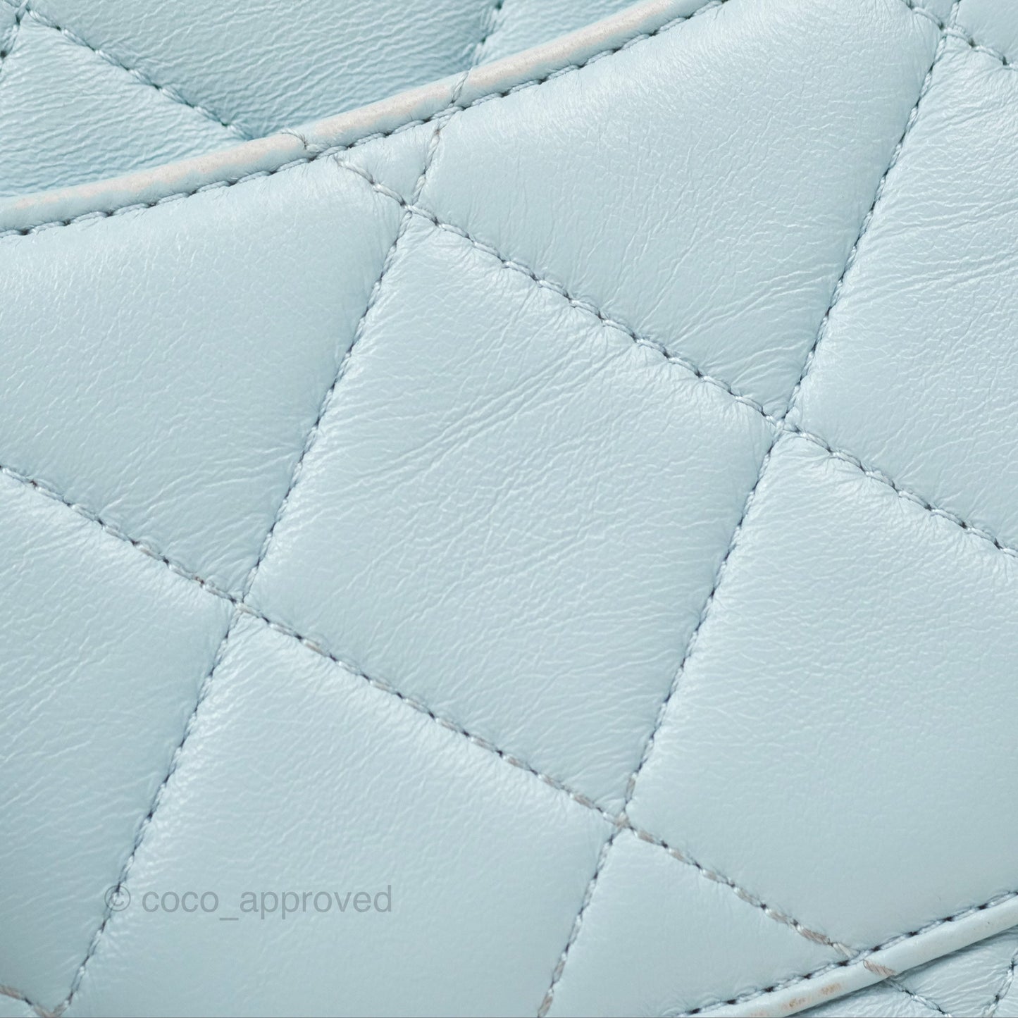 Chanel Quilted Enamel Pending CC Mini Square Flap Baby Blue Lambskin 22P