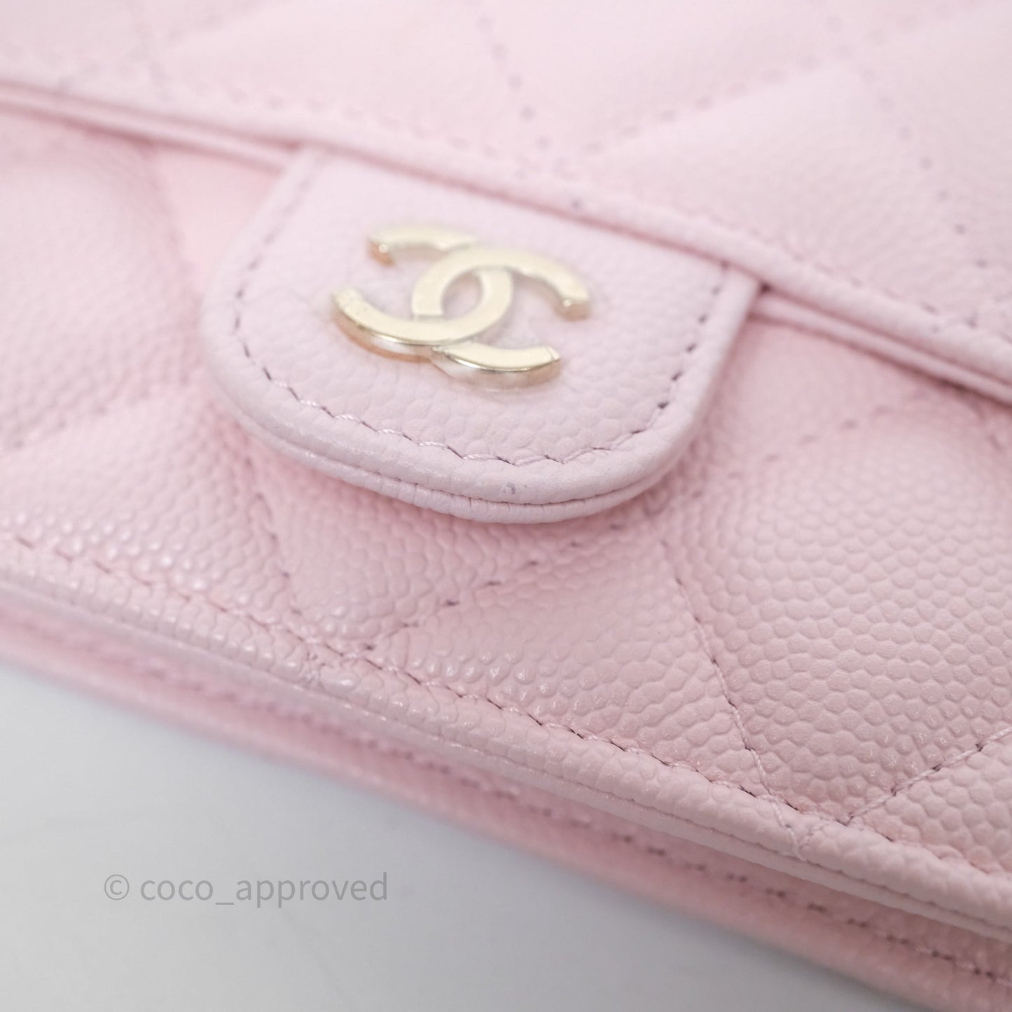 Chanel Mini Clutch With Chain Light Pink Caviar Gold Hardware