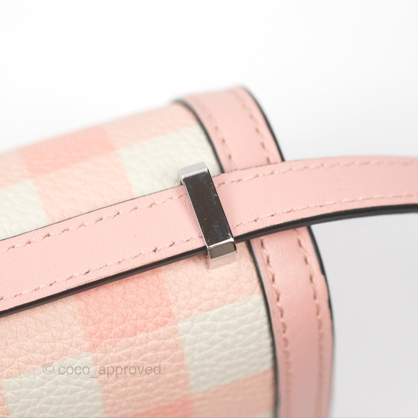 Loewe Small Barcelona Pink White Checkered Calfskin Silver Hardware