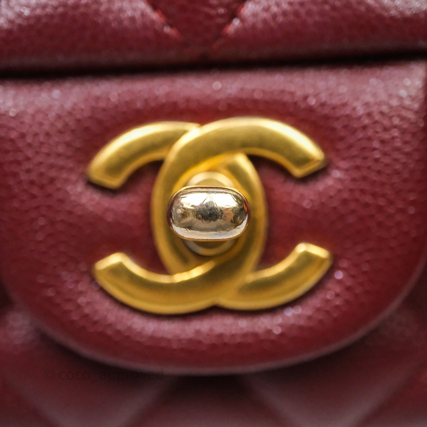 Chanel Classic Quilted Mini Rectangular Flap Burgundy Caviar Aged Gold Hardware
