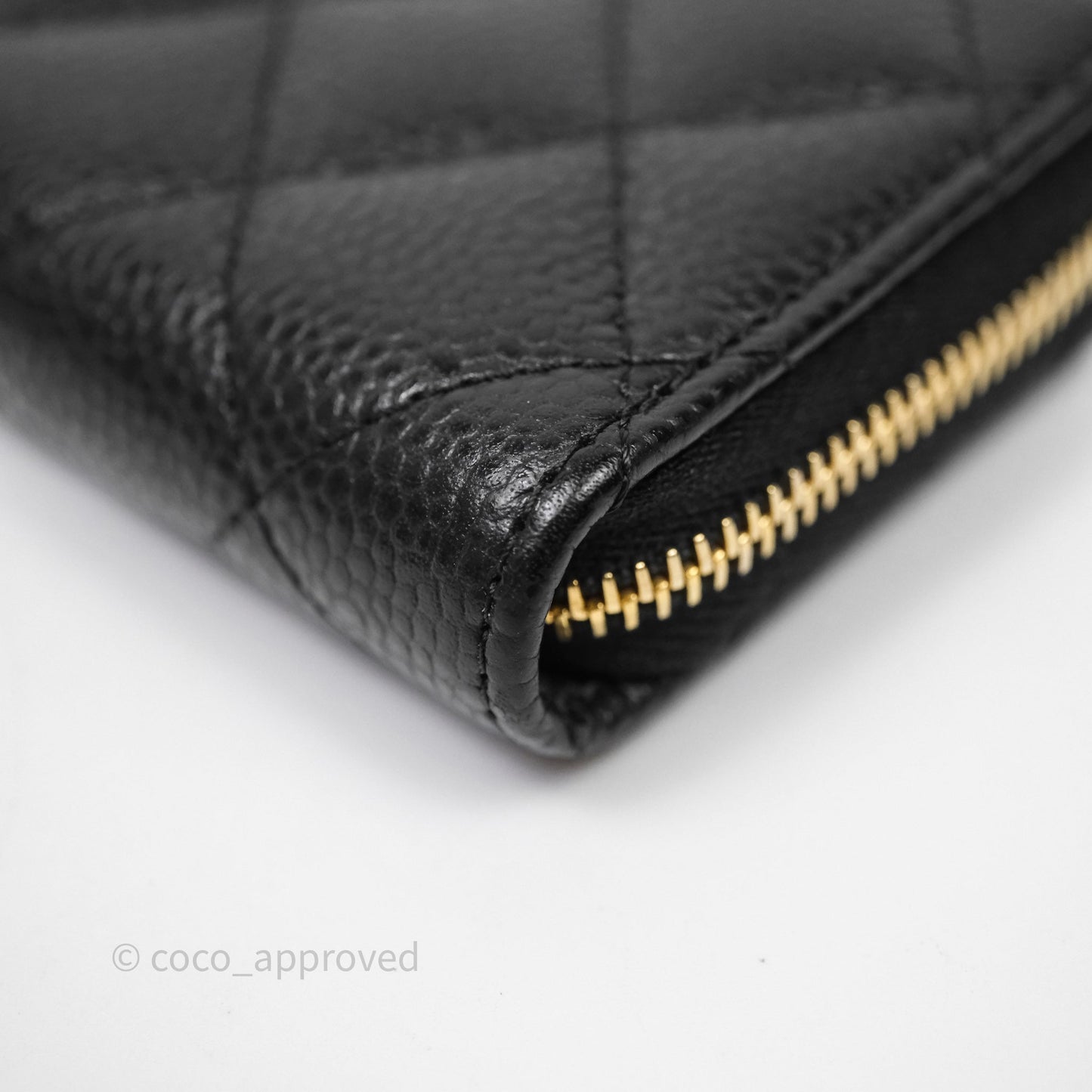 Chanel Quilted Zip Card Holder Black Caviar Gold Hardware