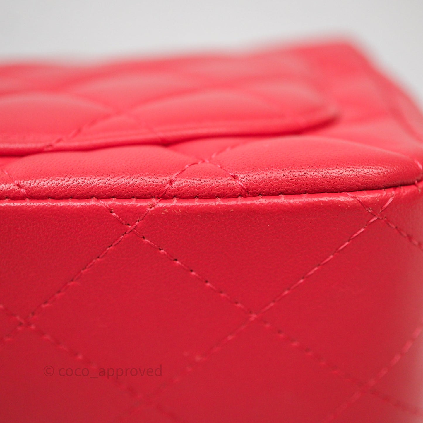 Chanel Mini Square Quilted Red Lambskin Aged Gold Hardware