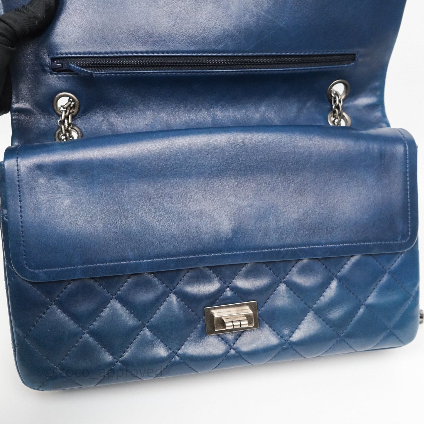 Chanel Reissue 227 Quilted Navy Lambskin Ruthenium Hardware