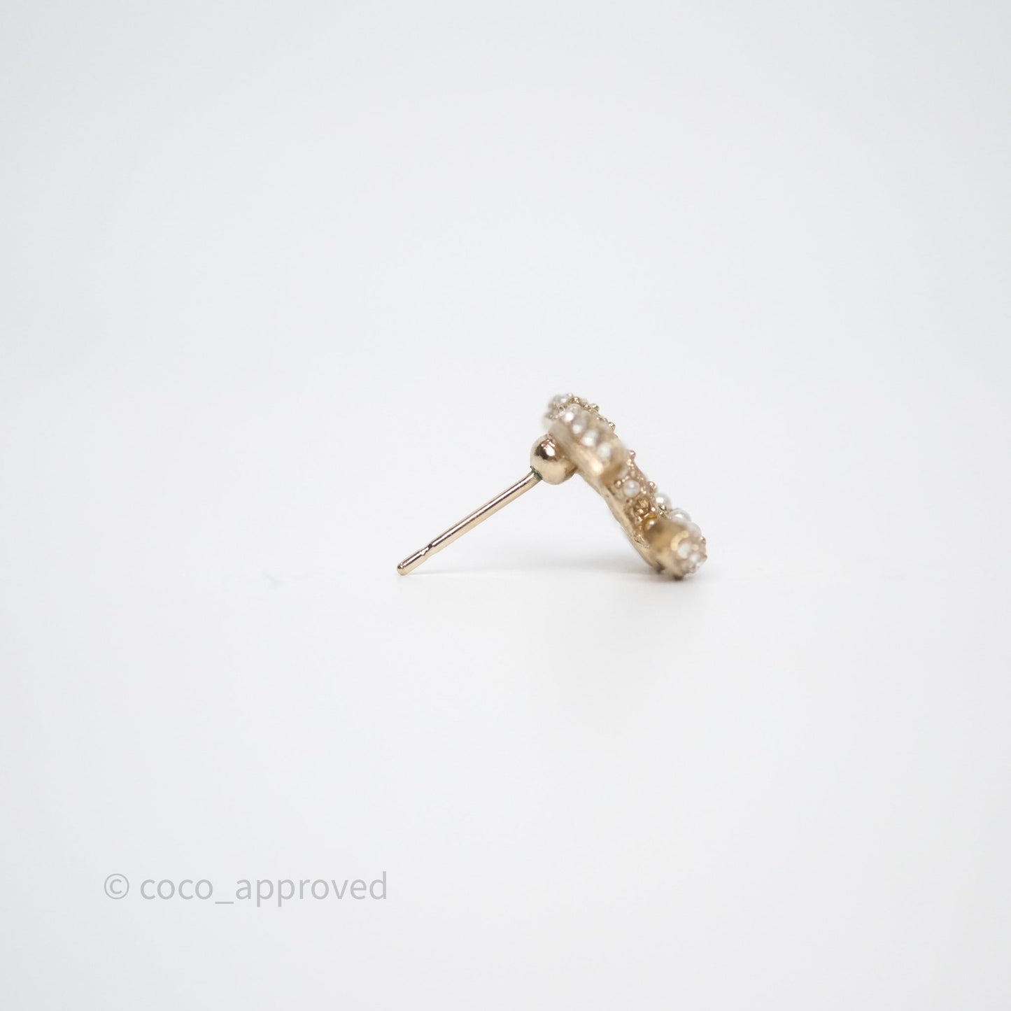 Chanel Crystal Pearl CC Earrings Gold Tone 22B