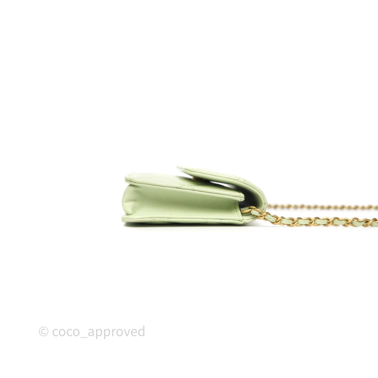 Chanel Pearl Crush Mini Clutch Belt Bag Green Lambskin Aged Gold Hardware