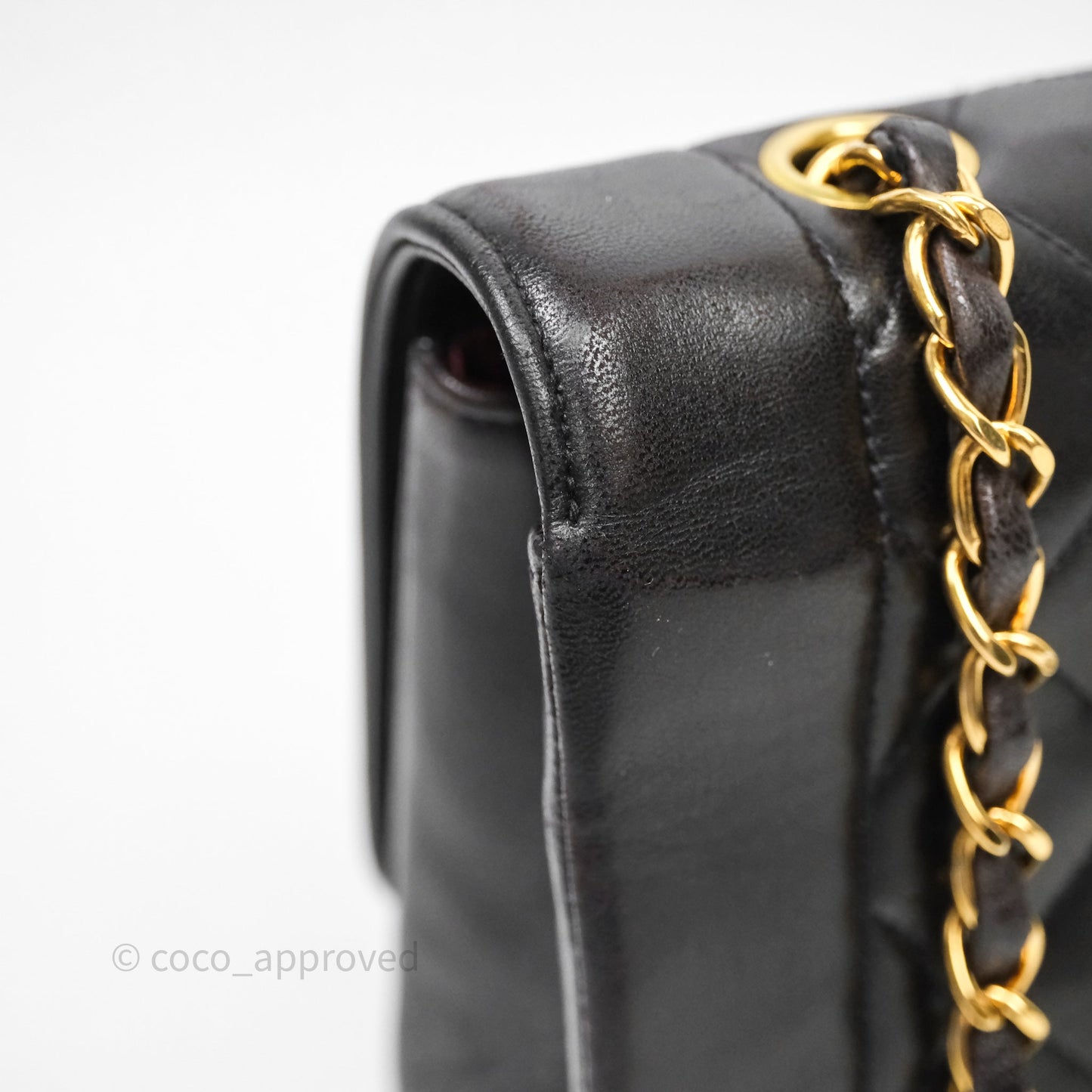 Chanel Vintage Medium Classic Diana Flap Bag Black Lambskin 24K Gold Hardware