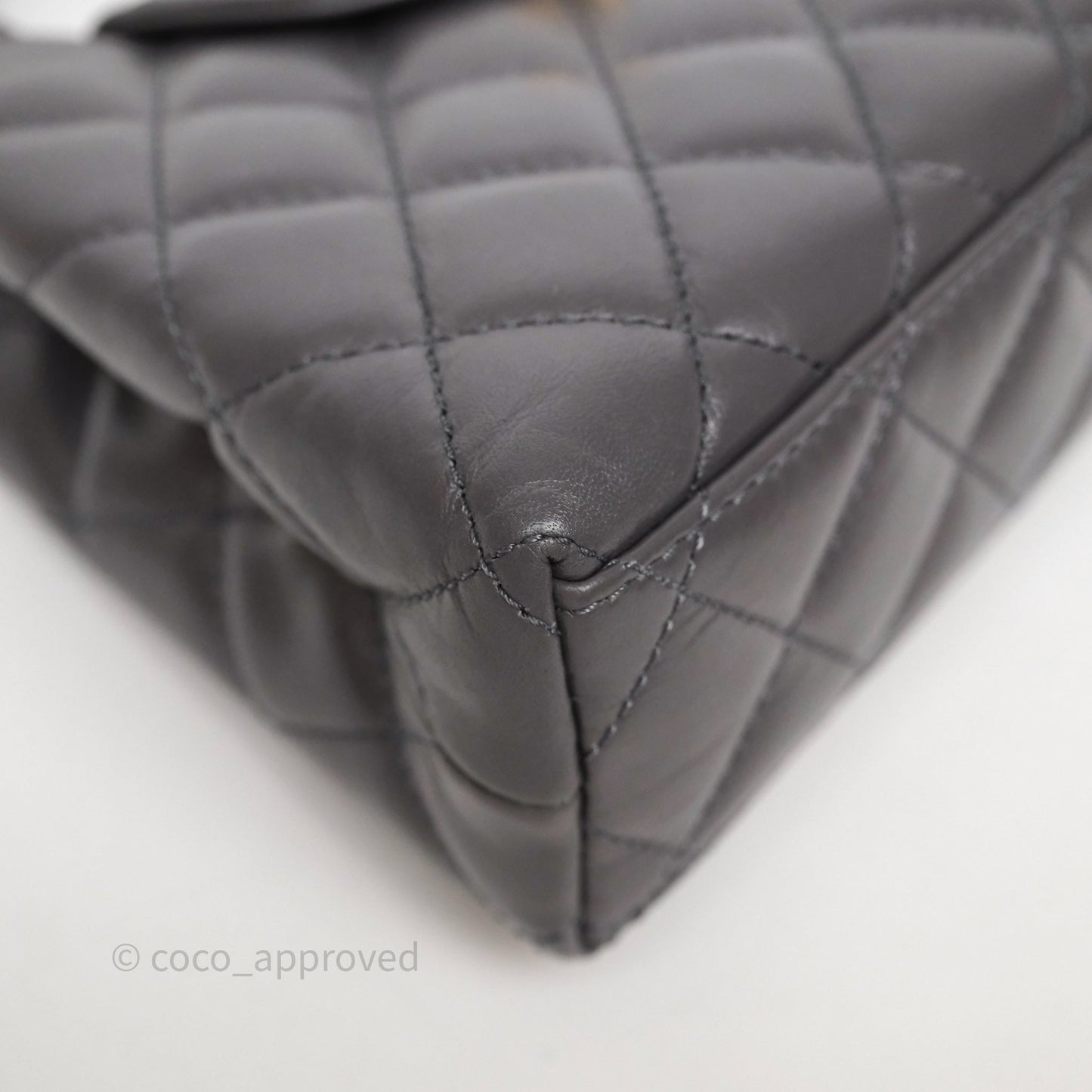 Chanel Kelly Bag Quilted Grey Shiny Crumpled Calfskin Aged Gold Hardware