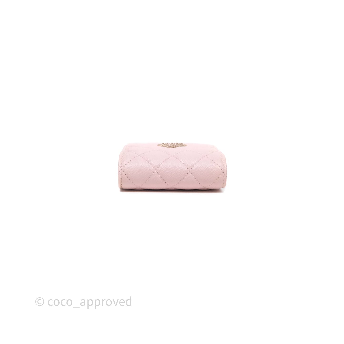 Chanel Quilted Crystal CC Pink Caviar Airpods Phone Case With Chain Light Gold Hardware