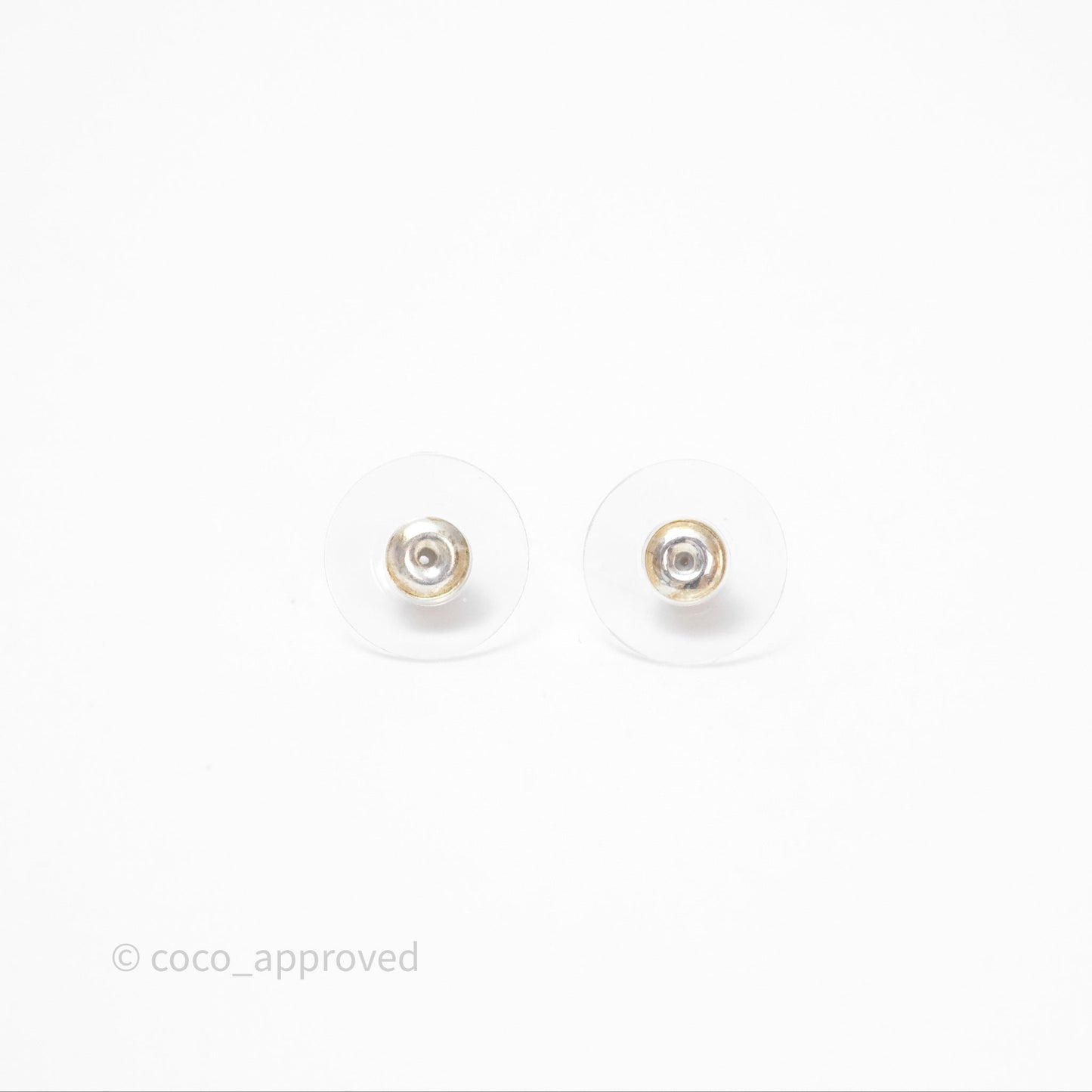 Chanel Crystal CC Heart Earrings Silver Tone 23B