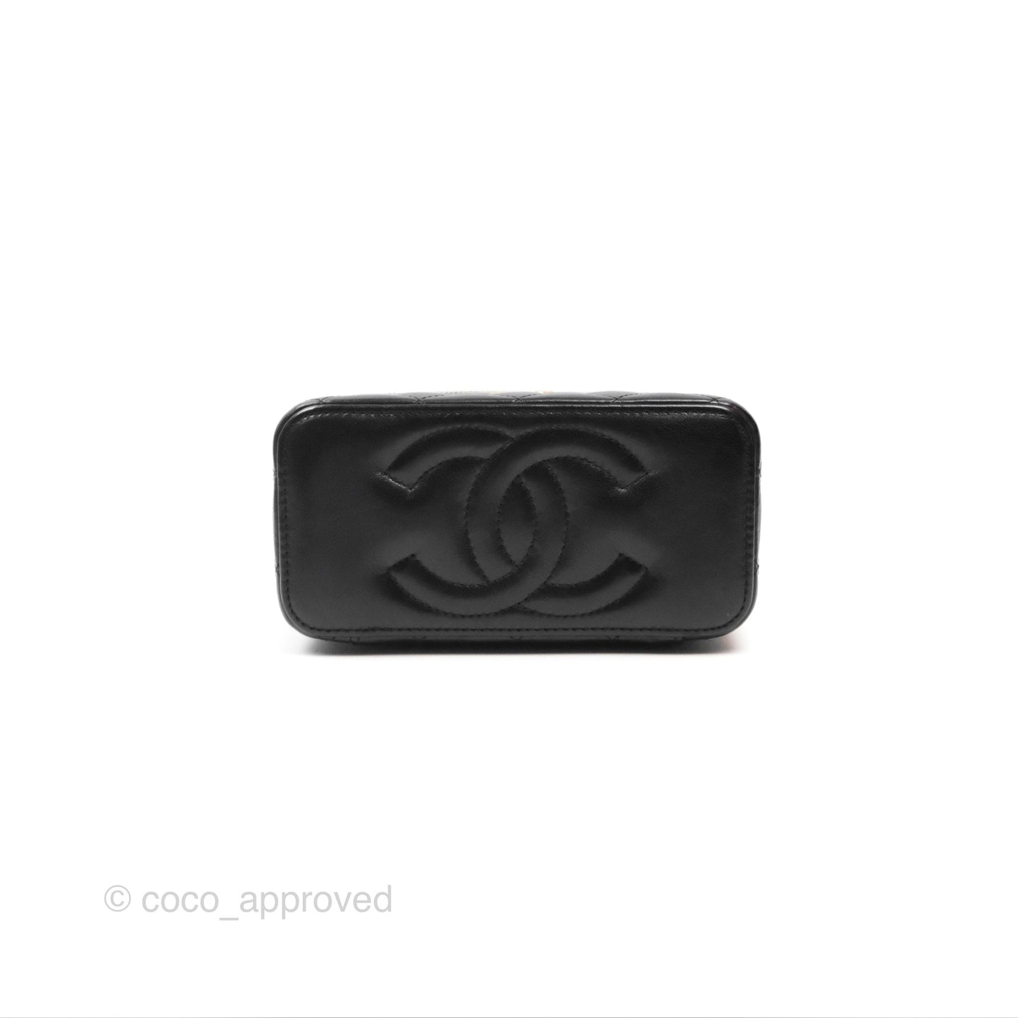 Chanel All Slide Vanity with Adjustable Chain Black Lambskin Aged Gold Hardware
