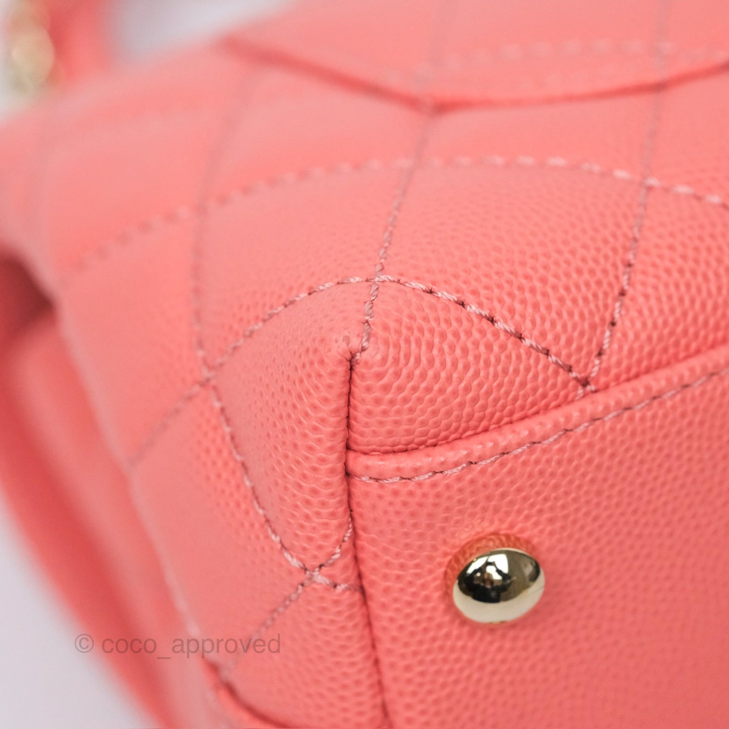 Chanel Mini Coco Handle Quilted Pink Caviar Gold Hardware