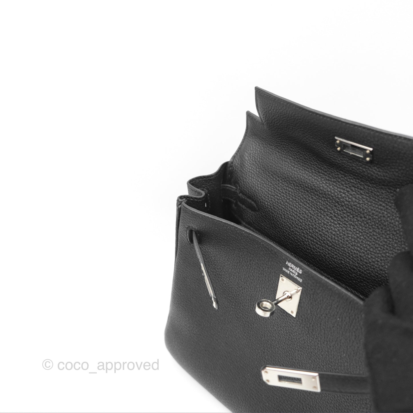 Hermès Retourne Kelly 25 Black Togo Palladium Hardware