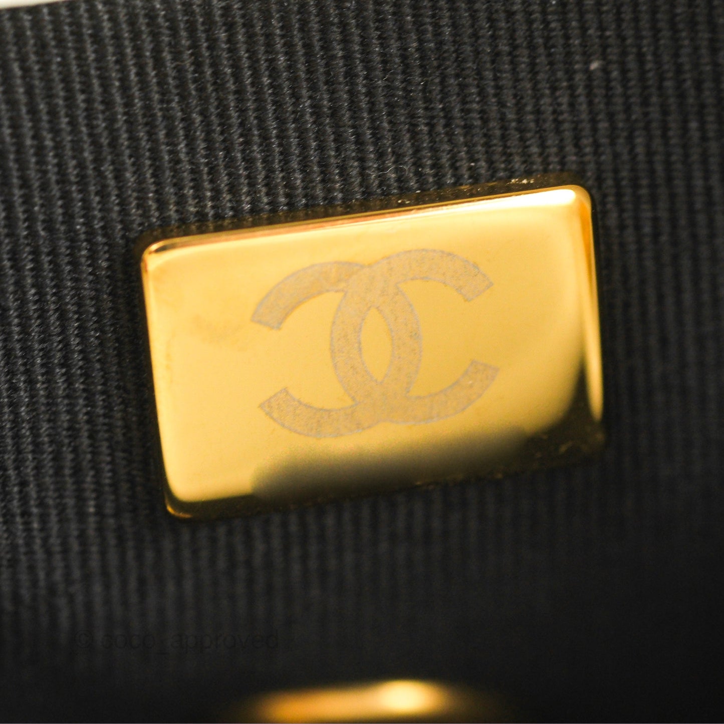 Chanel Mini Flap with Coin Charm White Caviar Aged Gold Hardware 22A