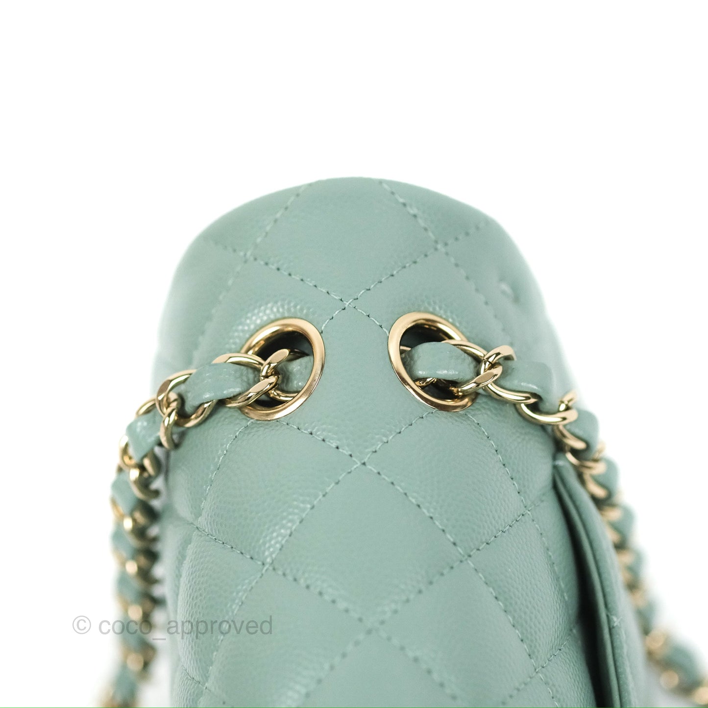 Chanel Classic M/L Medium Flap Quilted Tiffany Green Caviar Gold Hardware