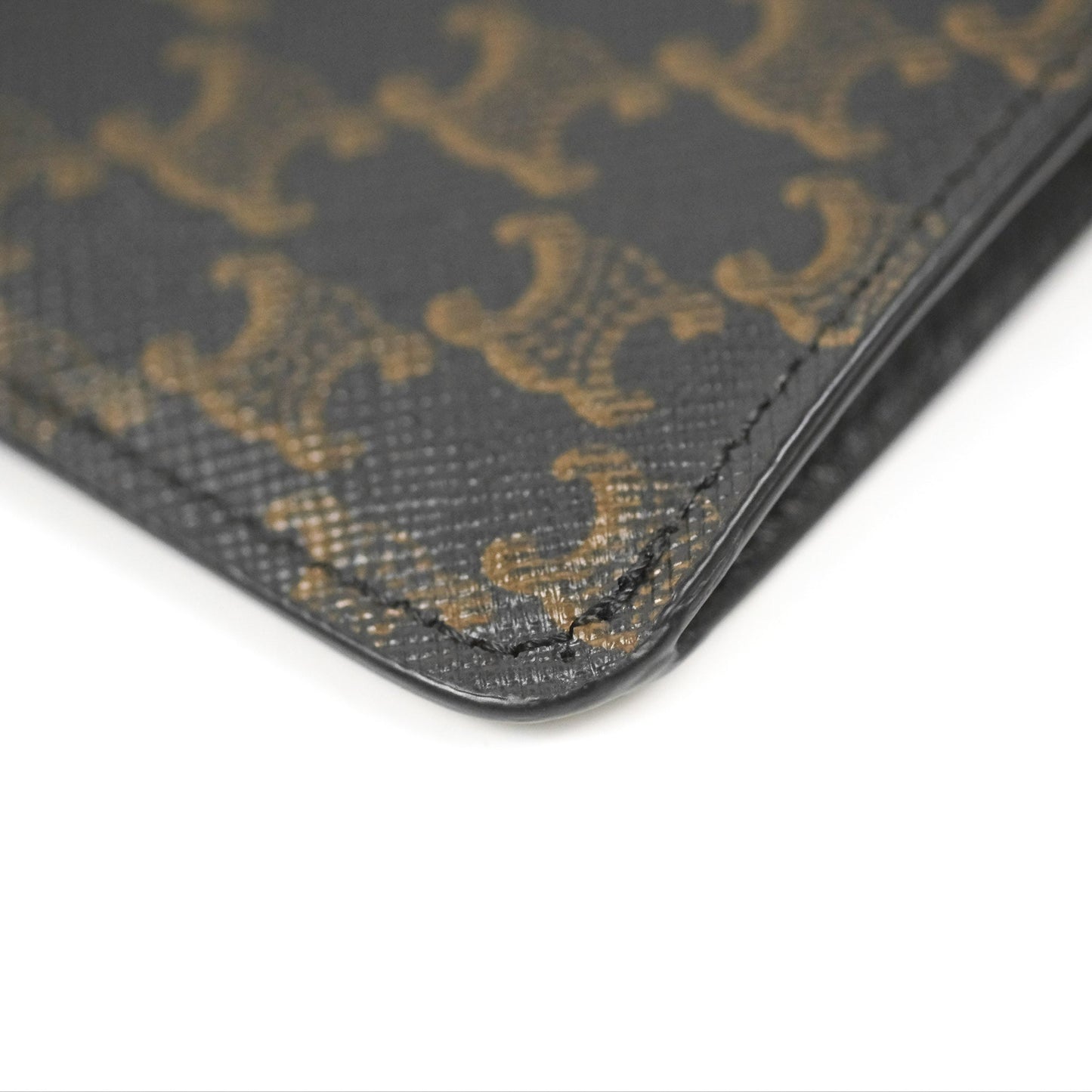 Celine Phone Pouch with Flap Black Triomphe Canvas Lambskin