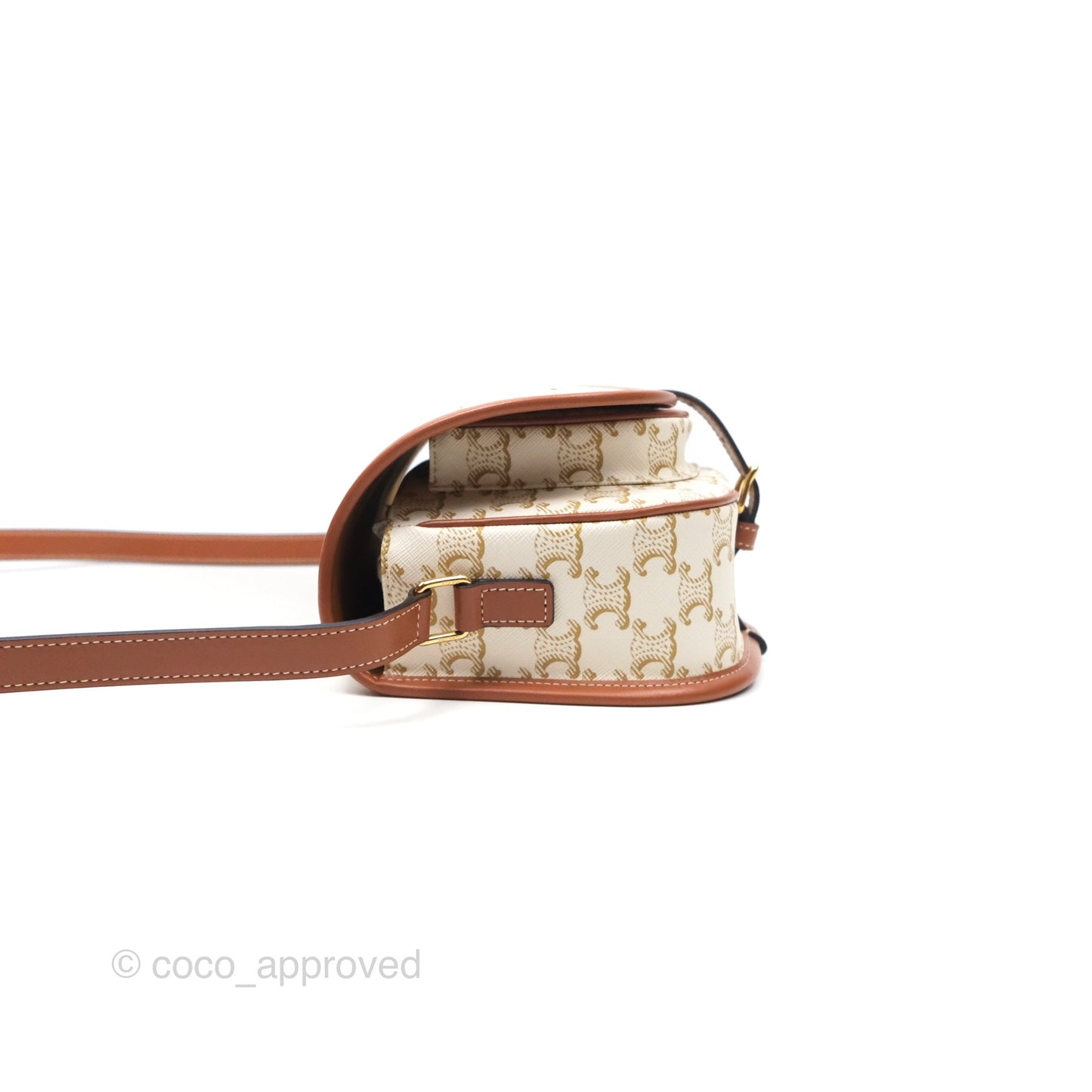 Celine Medium Folco Bag Triomphe Canvas White