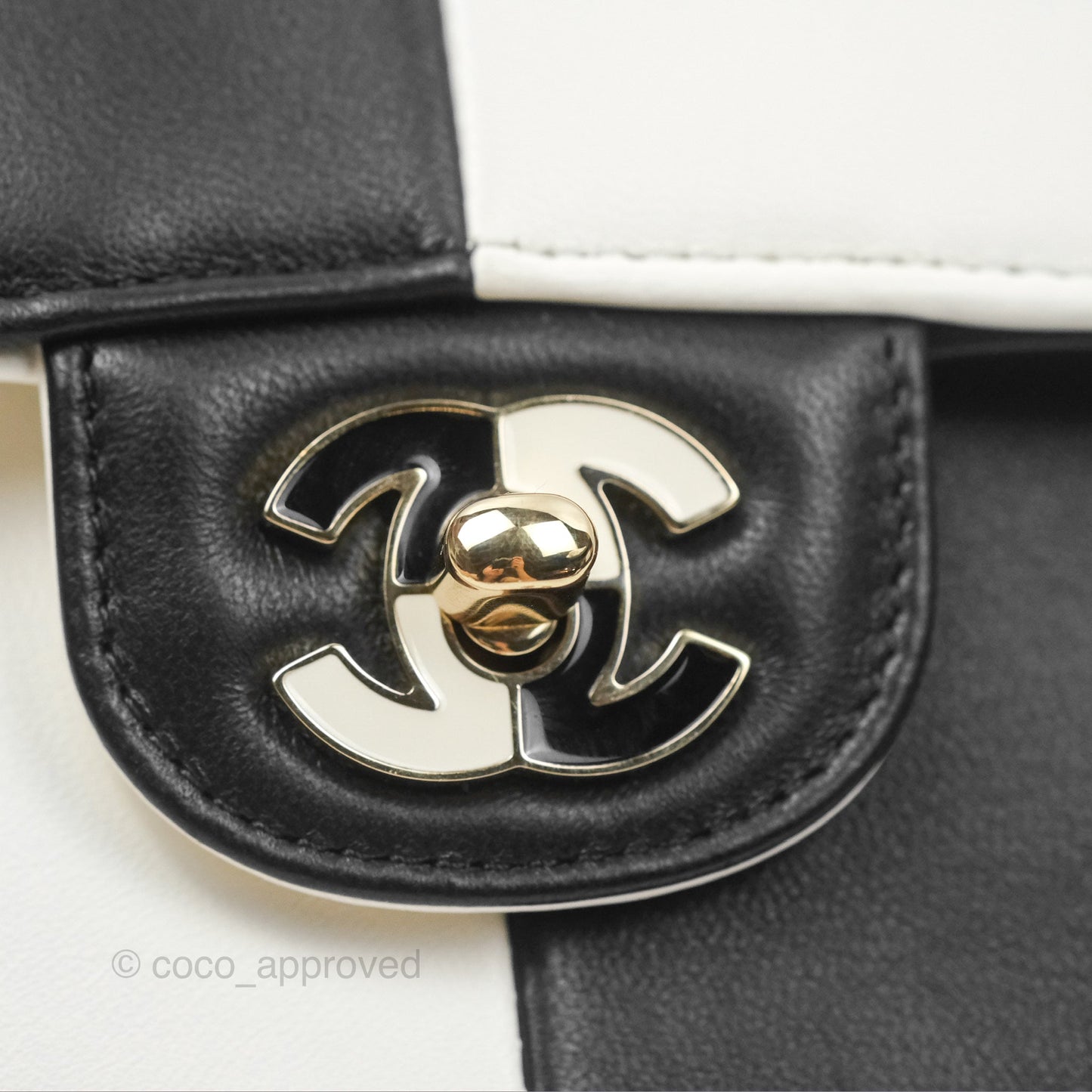 Chanel Medium Flap Black & White Lambskin Gold Hardware