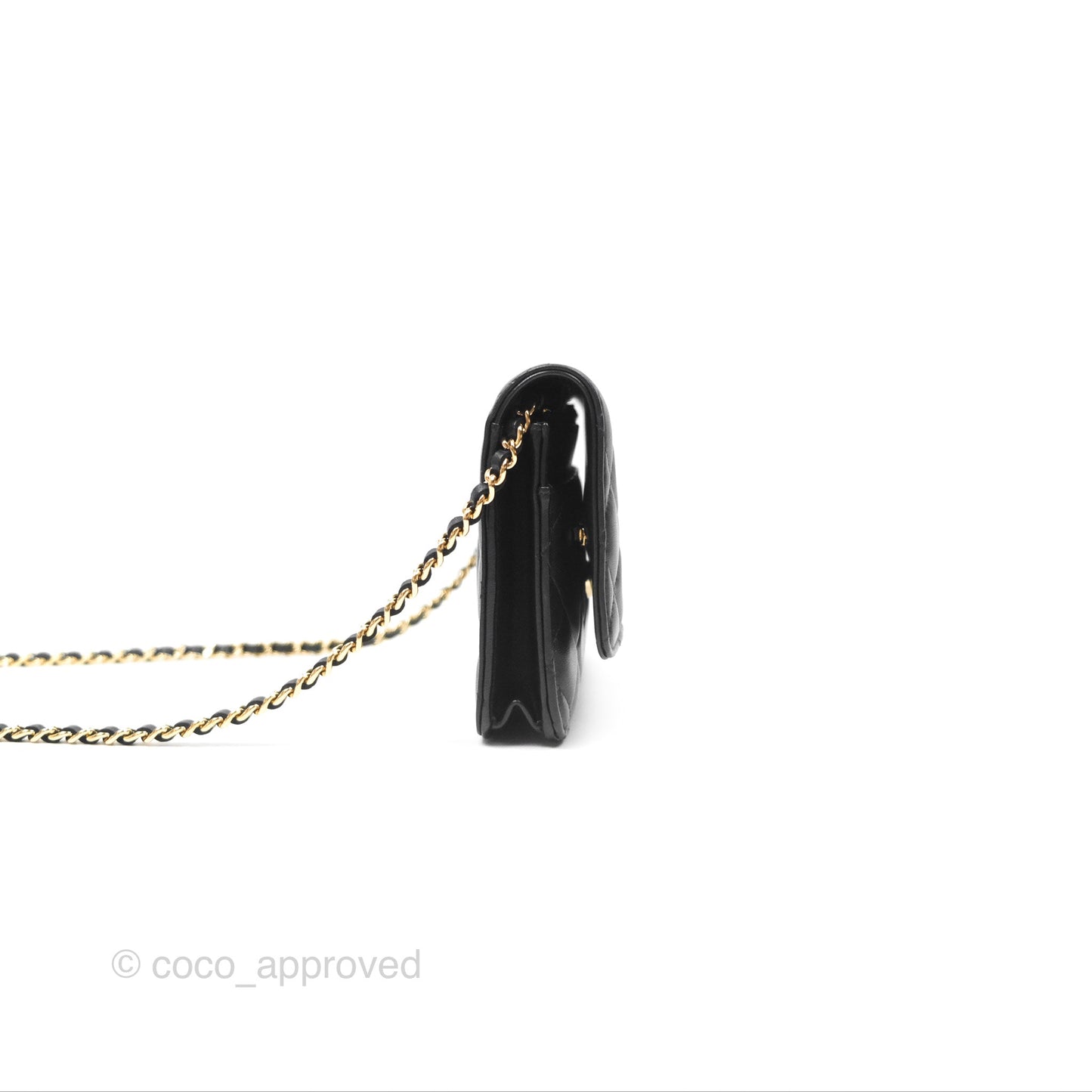 Chanel Quilted Classic Wallet on Chain WOC Black Lambskin Gold Hardware