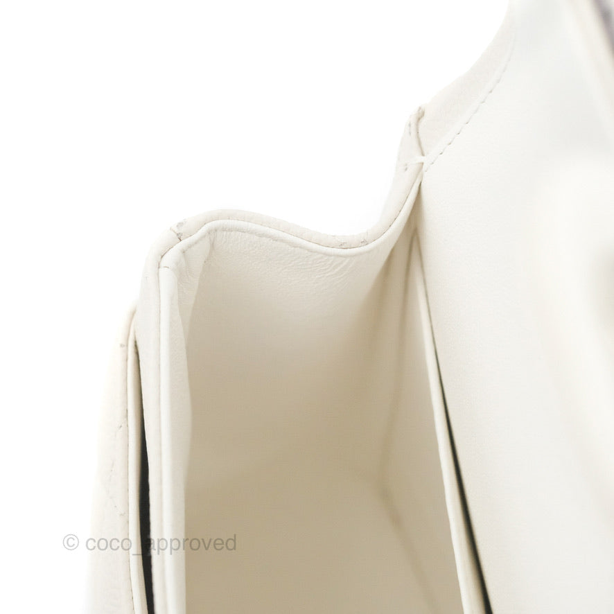 Chanel Classic M/L Medium Double Flap White Caviar Silver Hardware