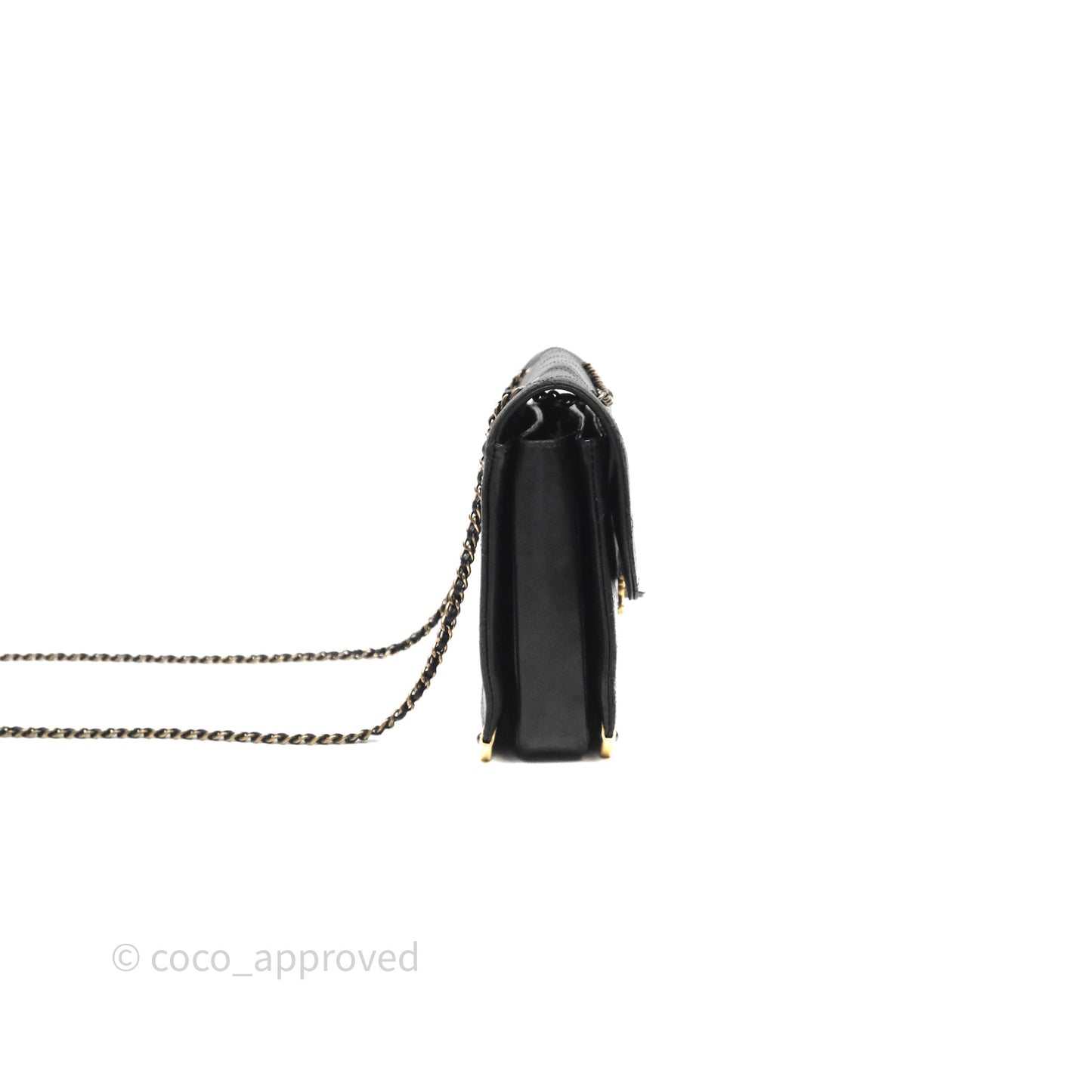 Chanel Quilted Flap Bag Black Calfskin Aged Gold Hardware