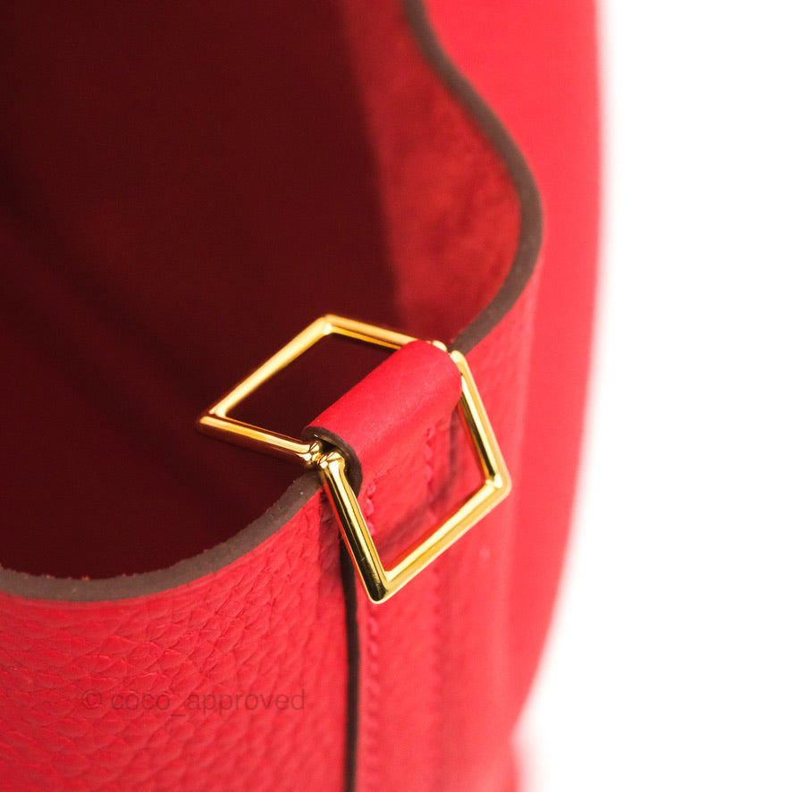 Hermès Picotin 22 Red Rouge Clemence Gold Hardware