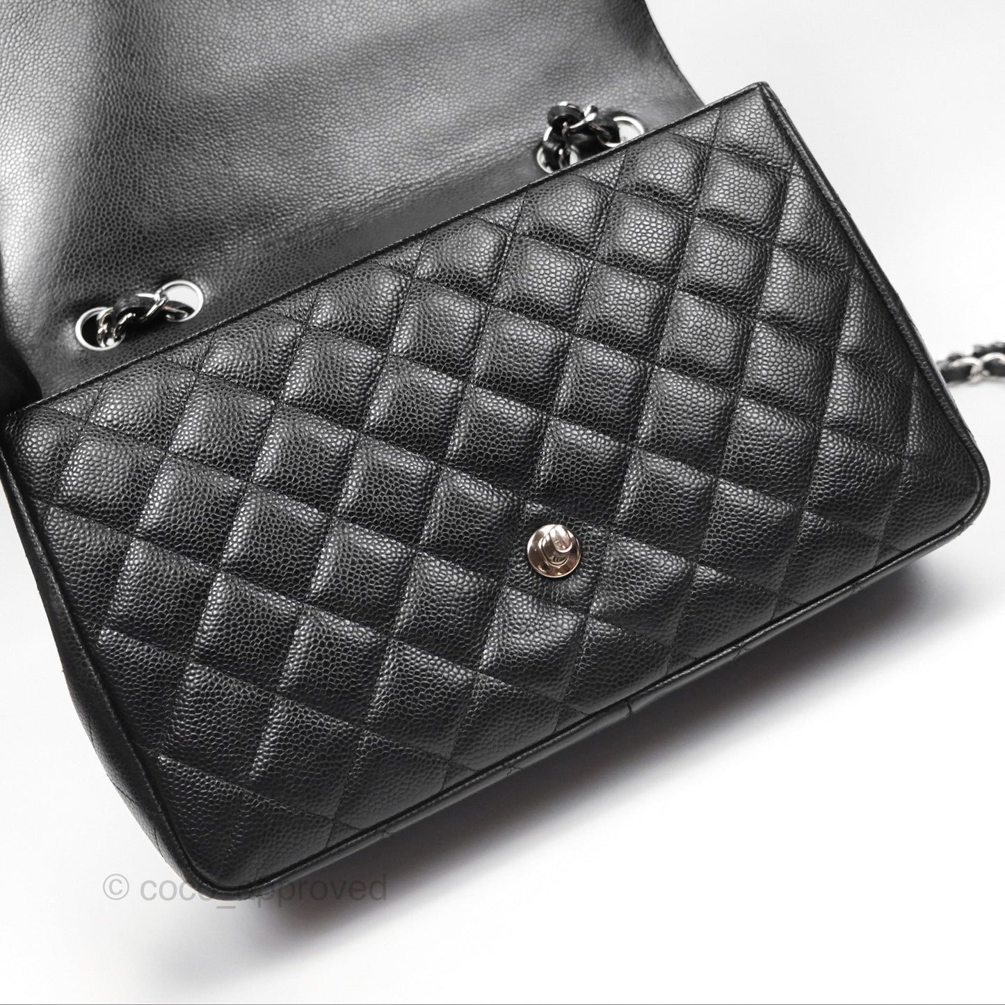 Chanel Jumbo Single Flap Black Caviar Silver Hardware⁣⁣