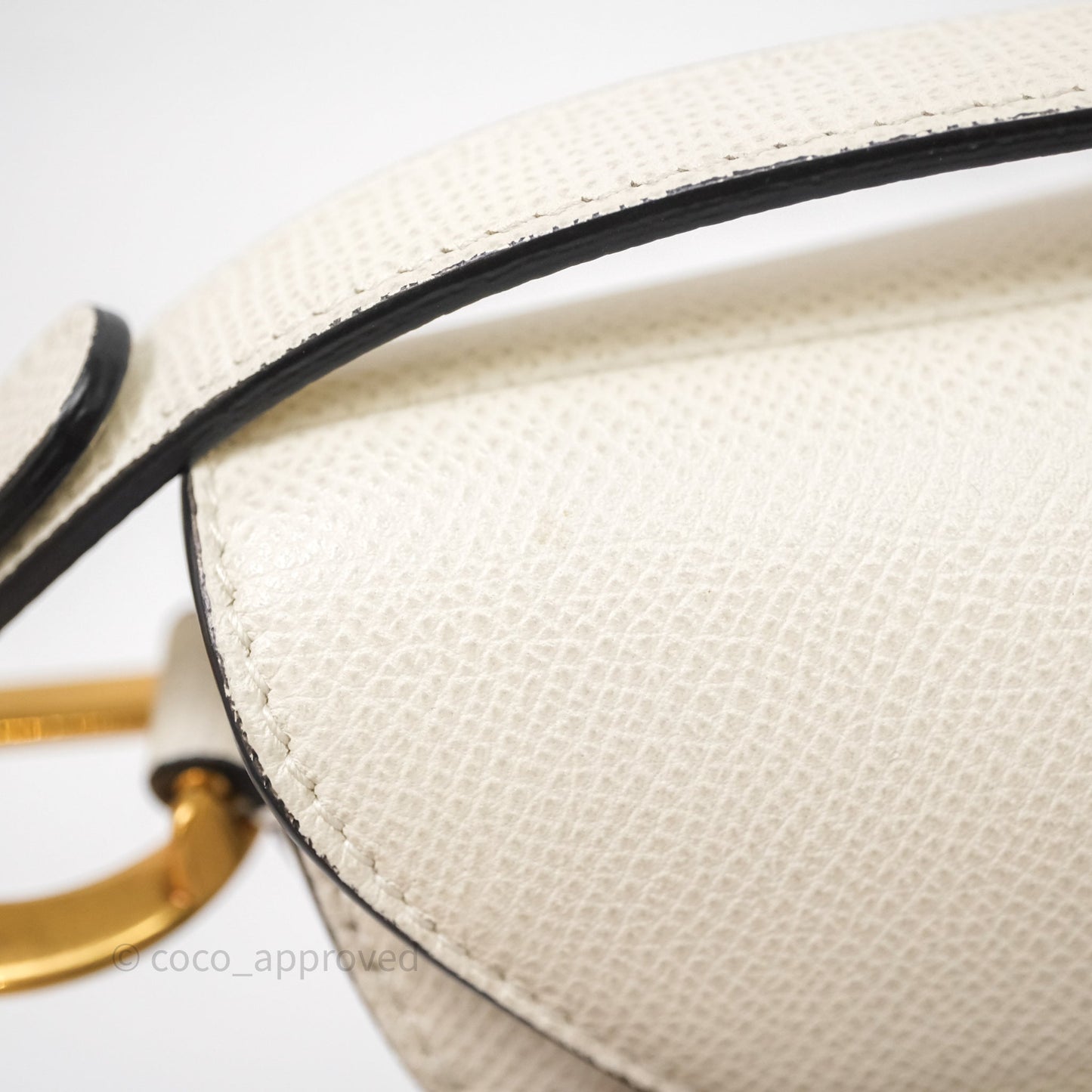 Christian Dior Mini Saddle Bag White Grained Calfskin Gold Hardware