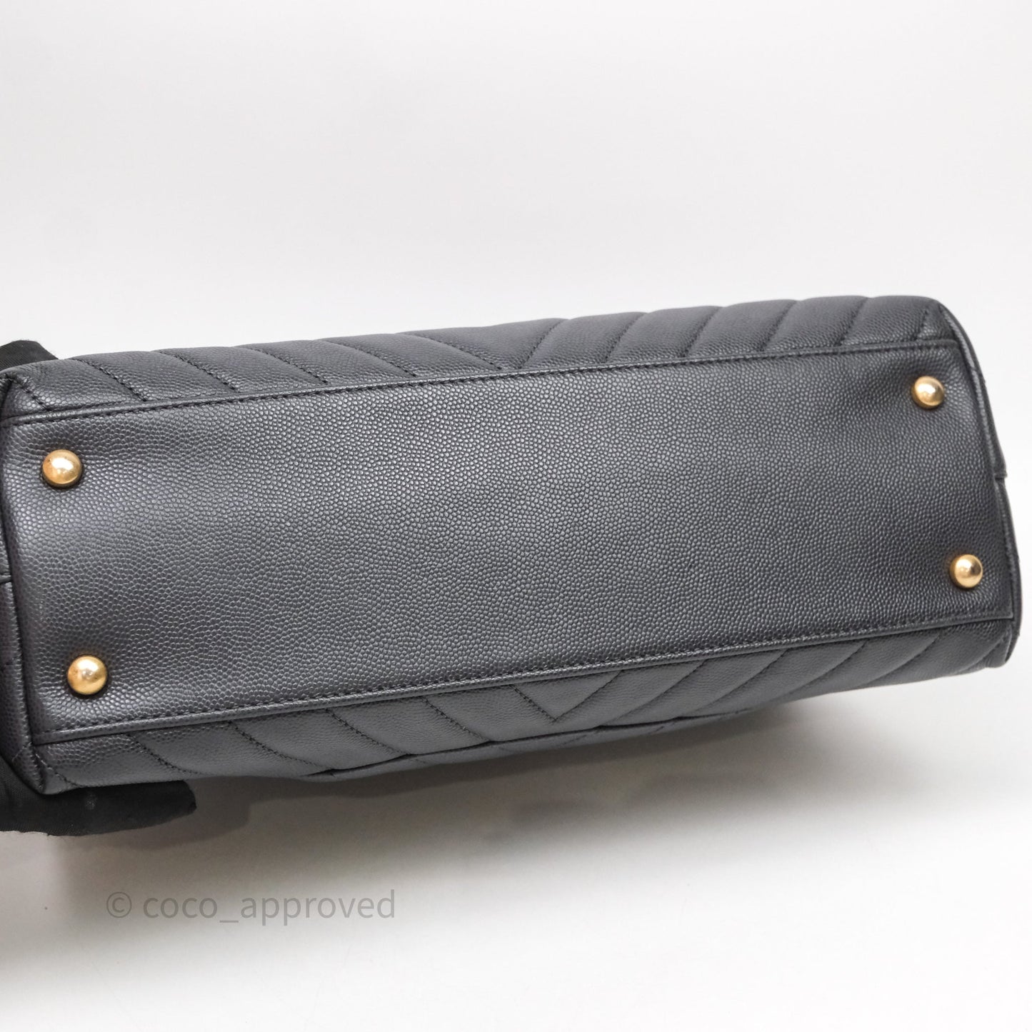 Chanel Medium Coco Handle Chevron Grey Bag Gold Hardware