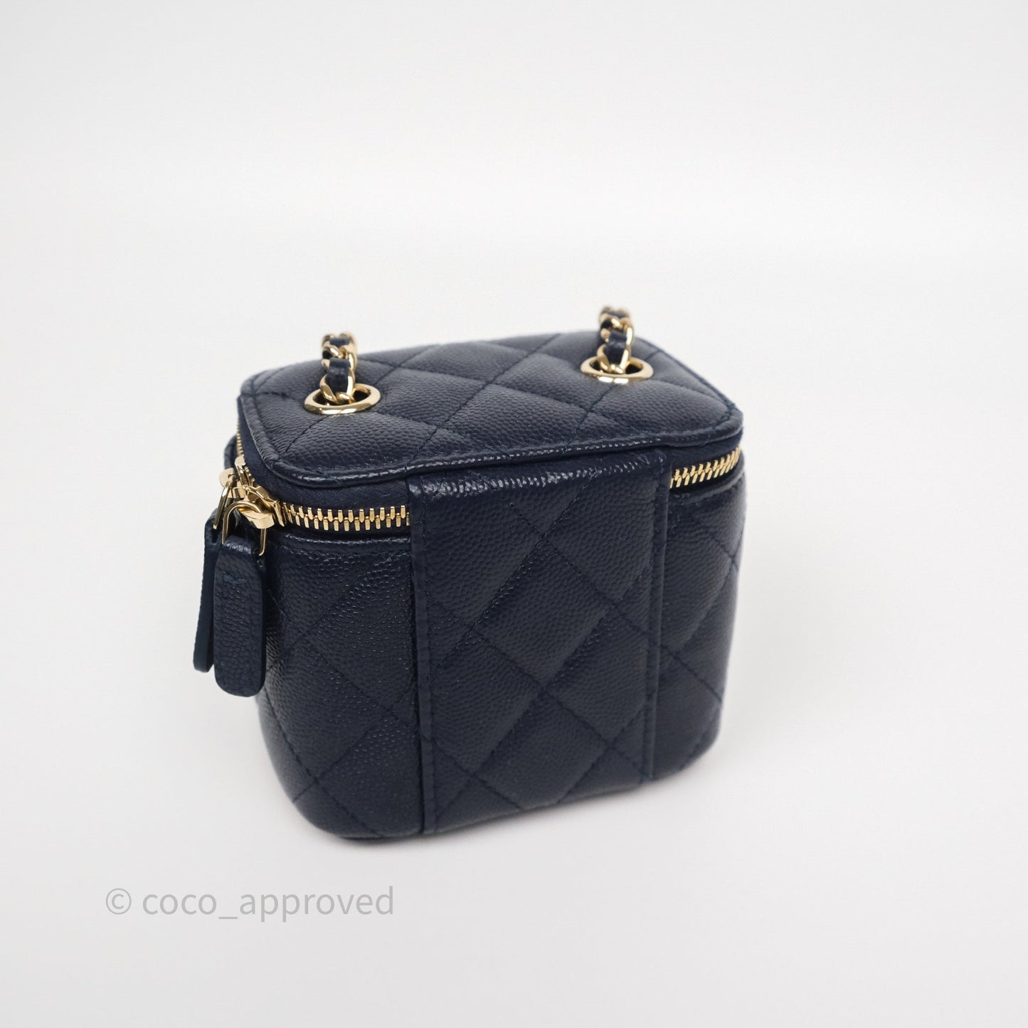 Chanel Mini Vanity With Chain Navy Caviar Gold Hardware