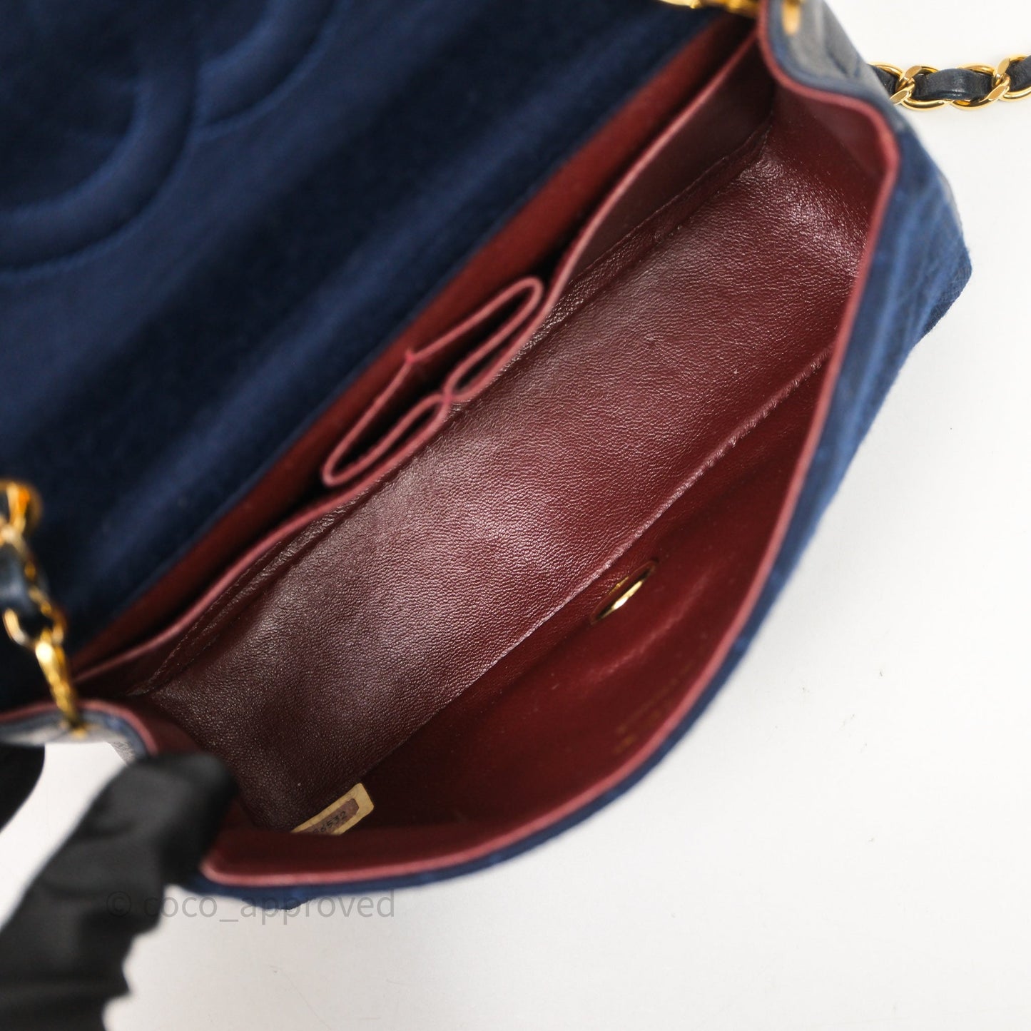 Chanel Vintage Mini Full Flap Bag Navy Fabrics / Lambskin 24K Gold Hardware