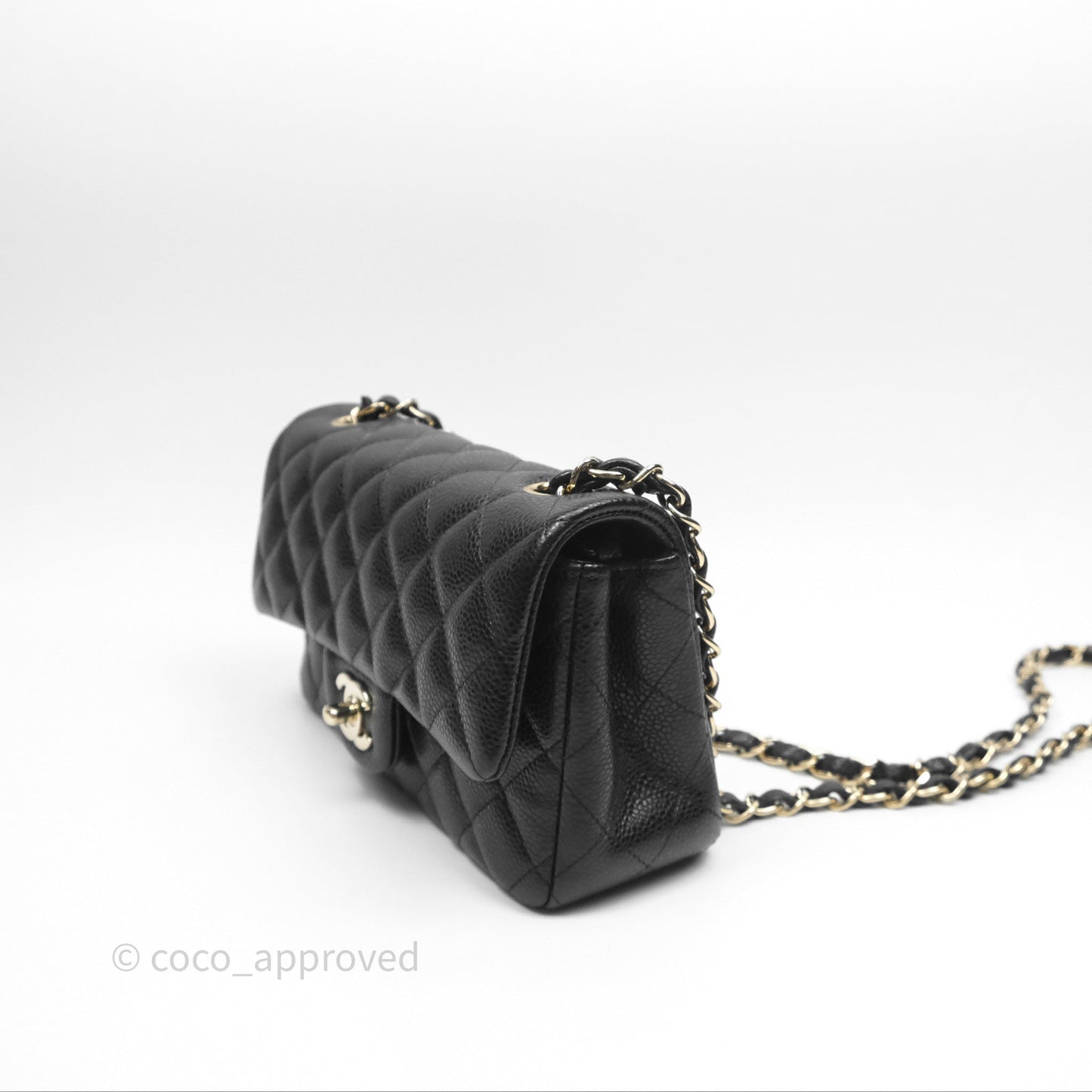 Chanel Quilted Mini Rectangular Black Caviar Gold Hardware