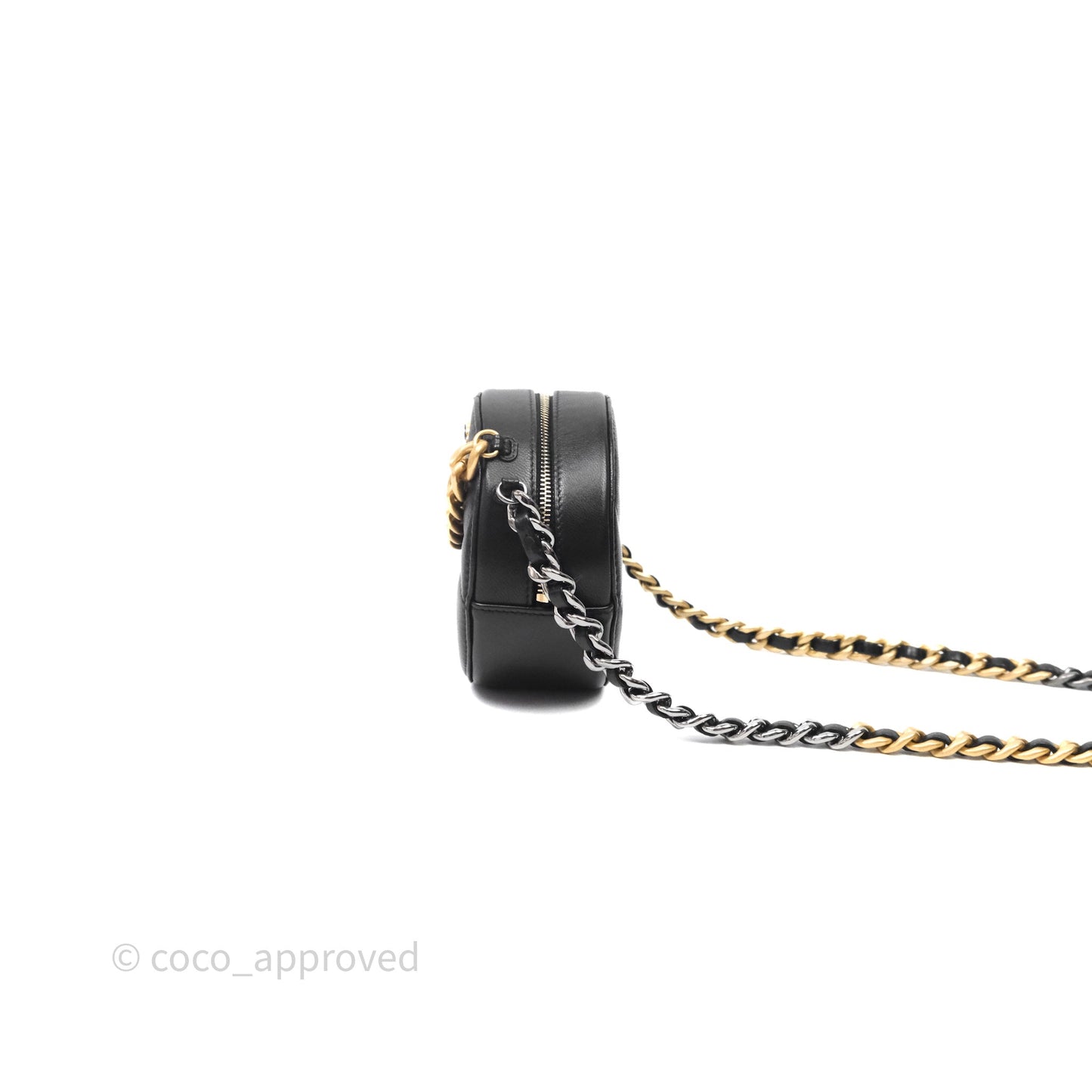 Chanel 19 Round Clutch With Chain Black Mixed Hardware