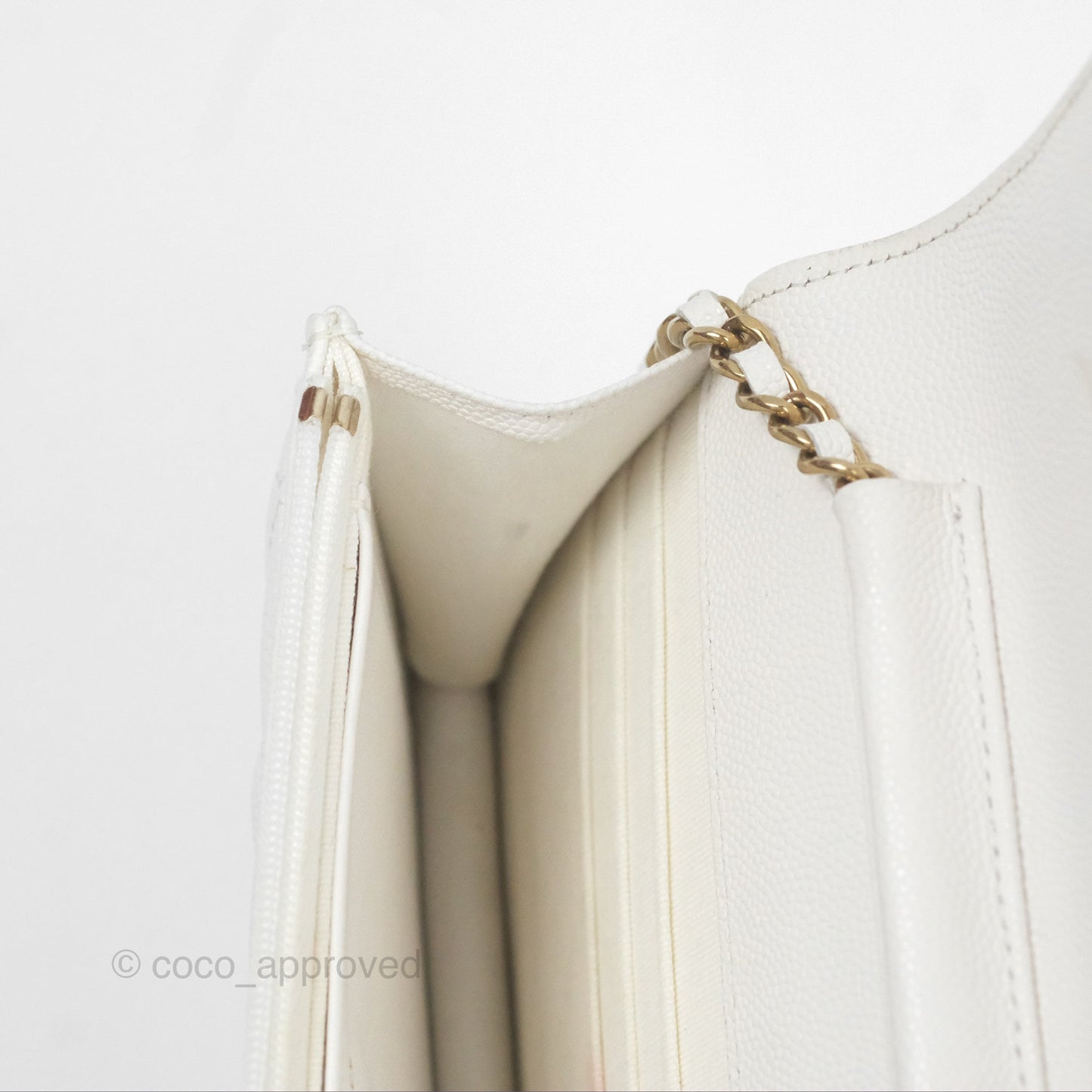 Chanel Quilted Classic Wallet on Chain WOC White Caviar Gold Hardware