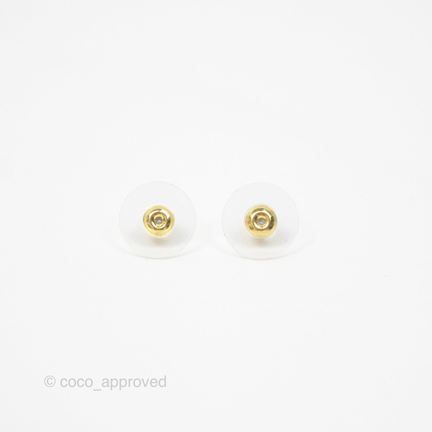 Chanel Crystal Pearl Heart Earrings Gold Tone 24A