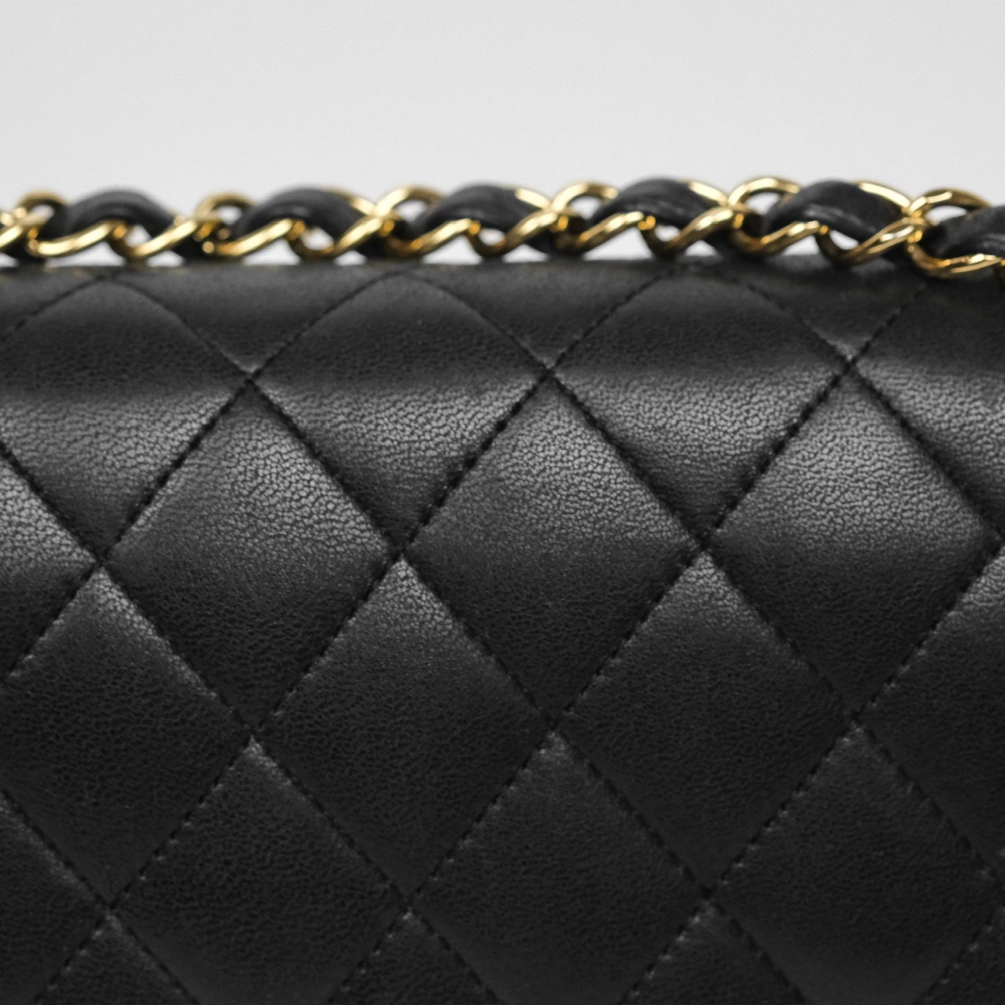 Chanel Classic M/L Medium Flap Quilted Black Lambskin Gold Hardware