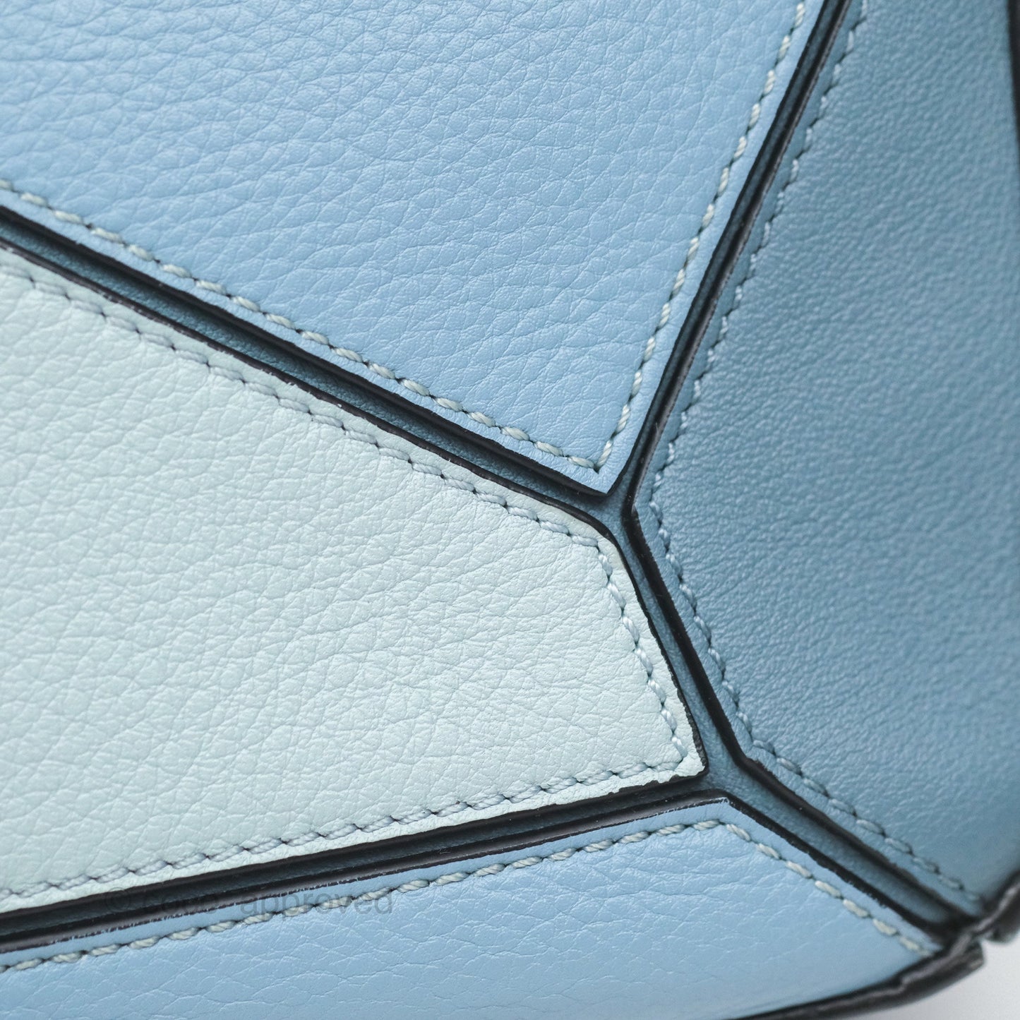 Loewe Small Puzzle Bag Blue Grained Calfskin Gold Hardware