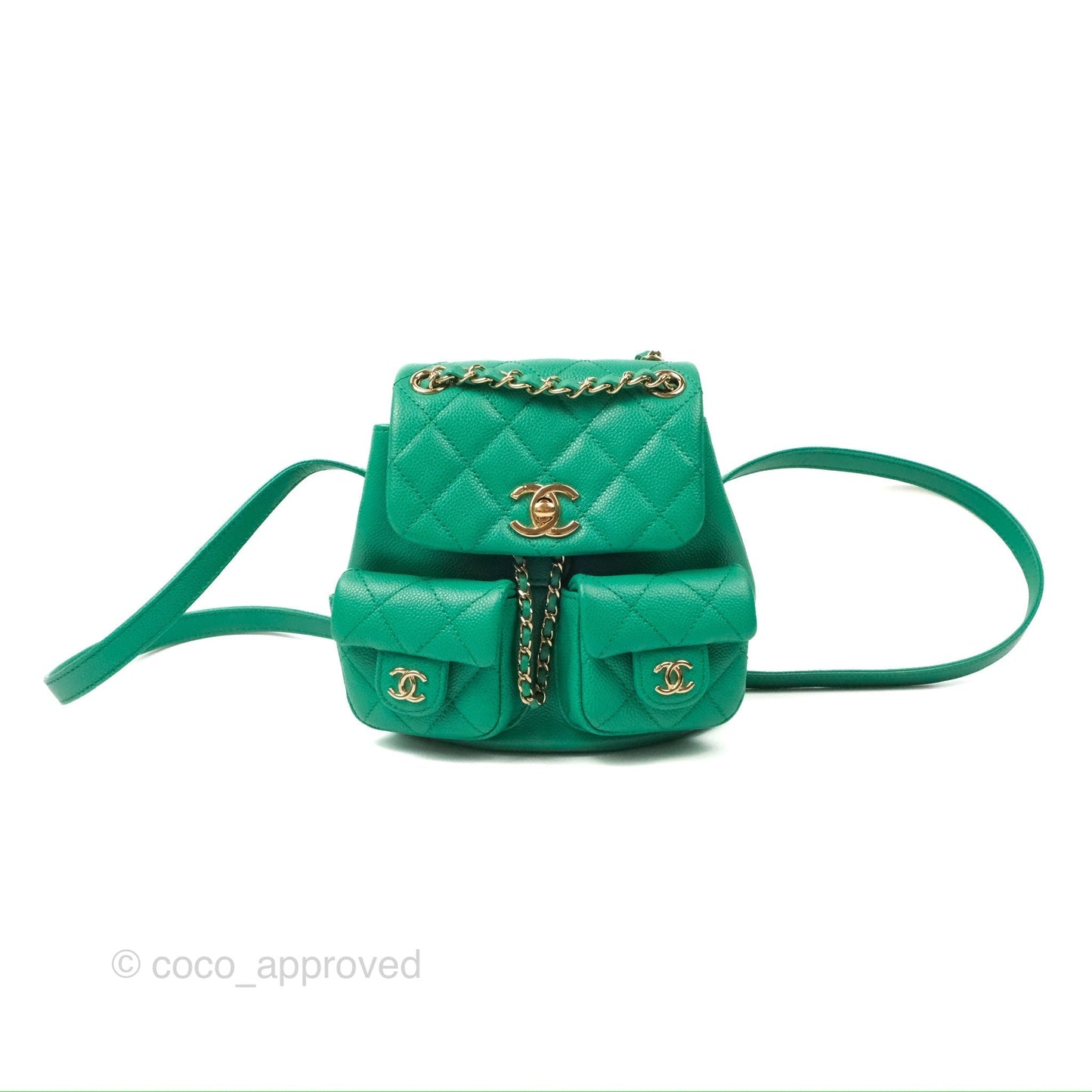 Chanel Duma Backpack Small Green Caviar Gold Hardware 23P