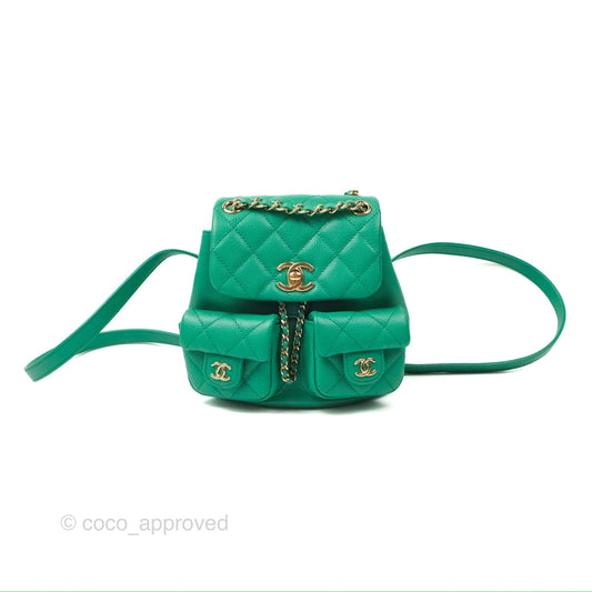 Chanel Duma Backpack Small Green Caviar Gold Hardware 23P