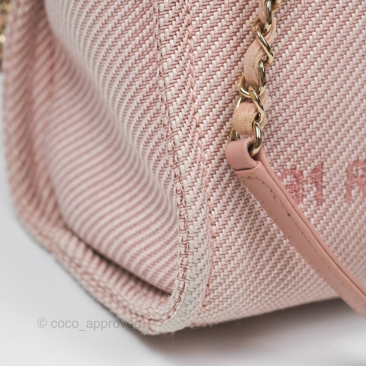 Chanel Small Vertical Deauville Canvas Pink Gold Hardware