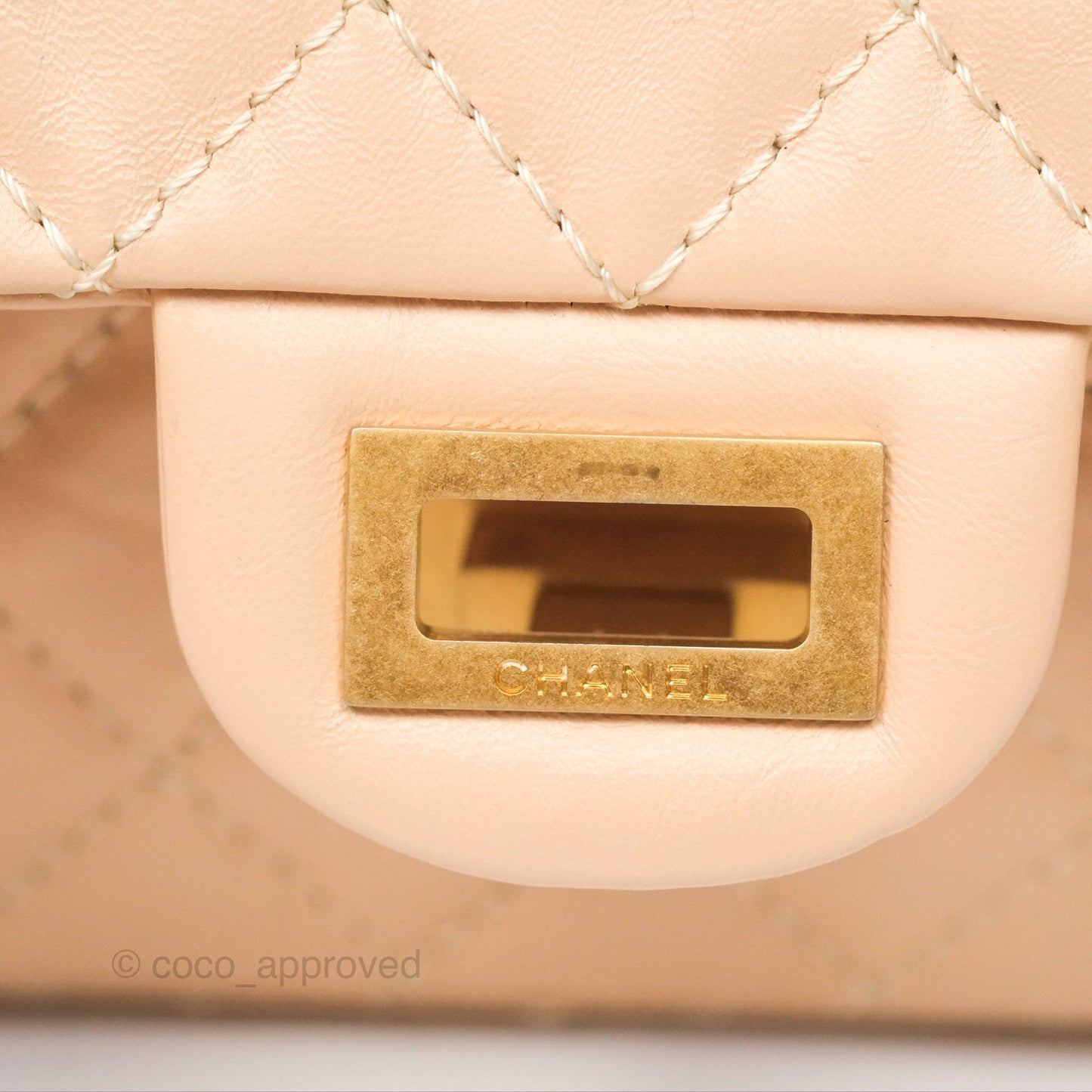Chanel Mini Reissue 224 Beige Aged Calfskin Aged Gold Hardware