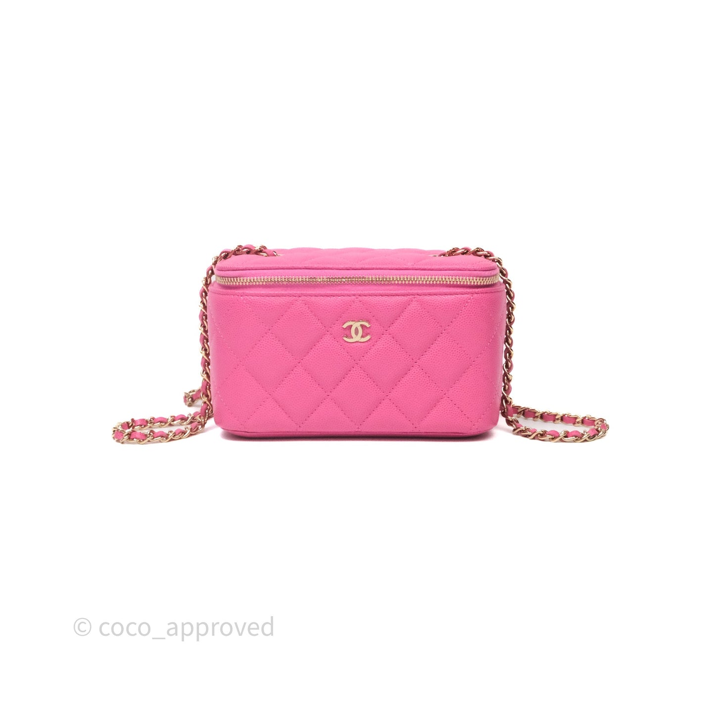 Chanel Classic Vanity With Chain Pink Caviar Gold Hardware