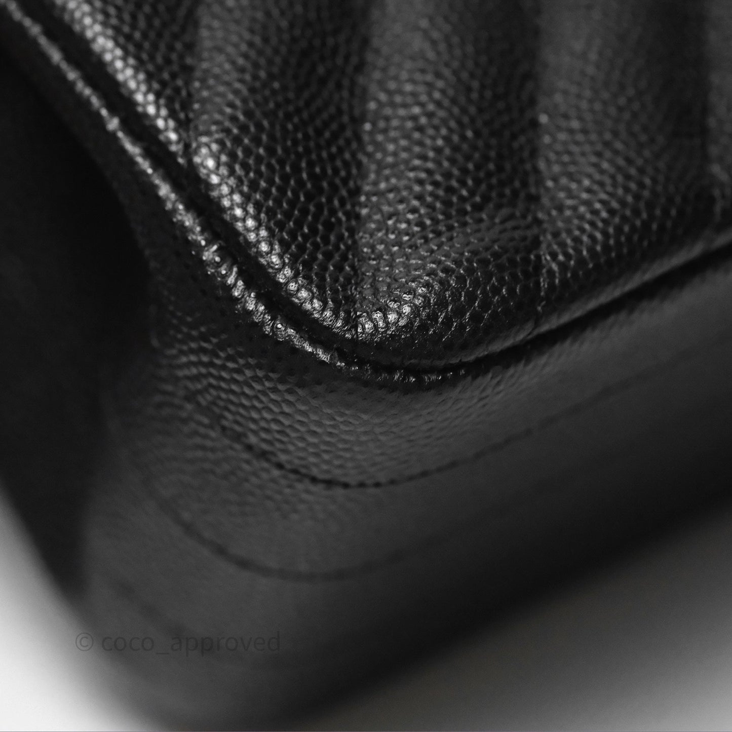 Chanel Classic M/L Medium Flap Chevron Black Caviar Silver Hardware