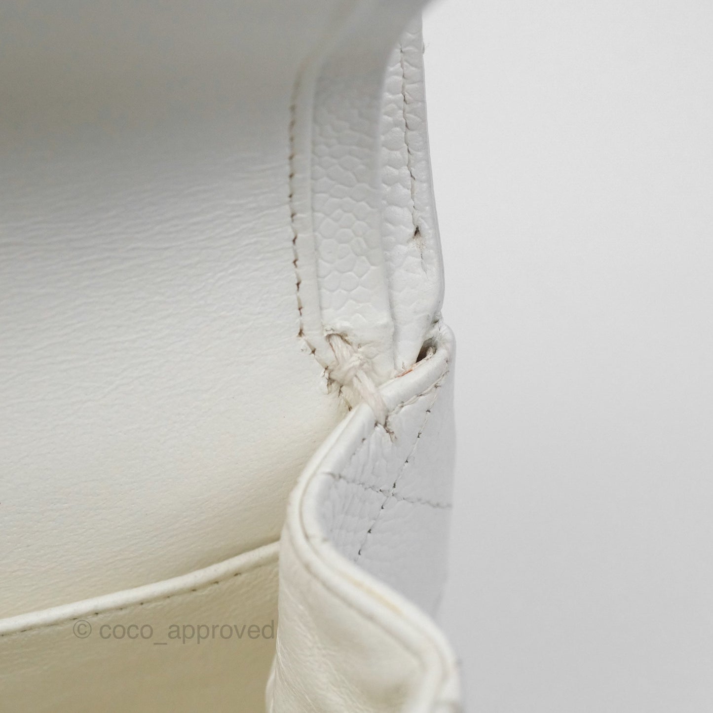 Chanel Classic M/L Medium Flap Quilted White Caviar Silver Hardware