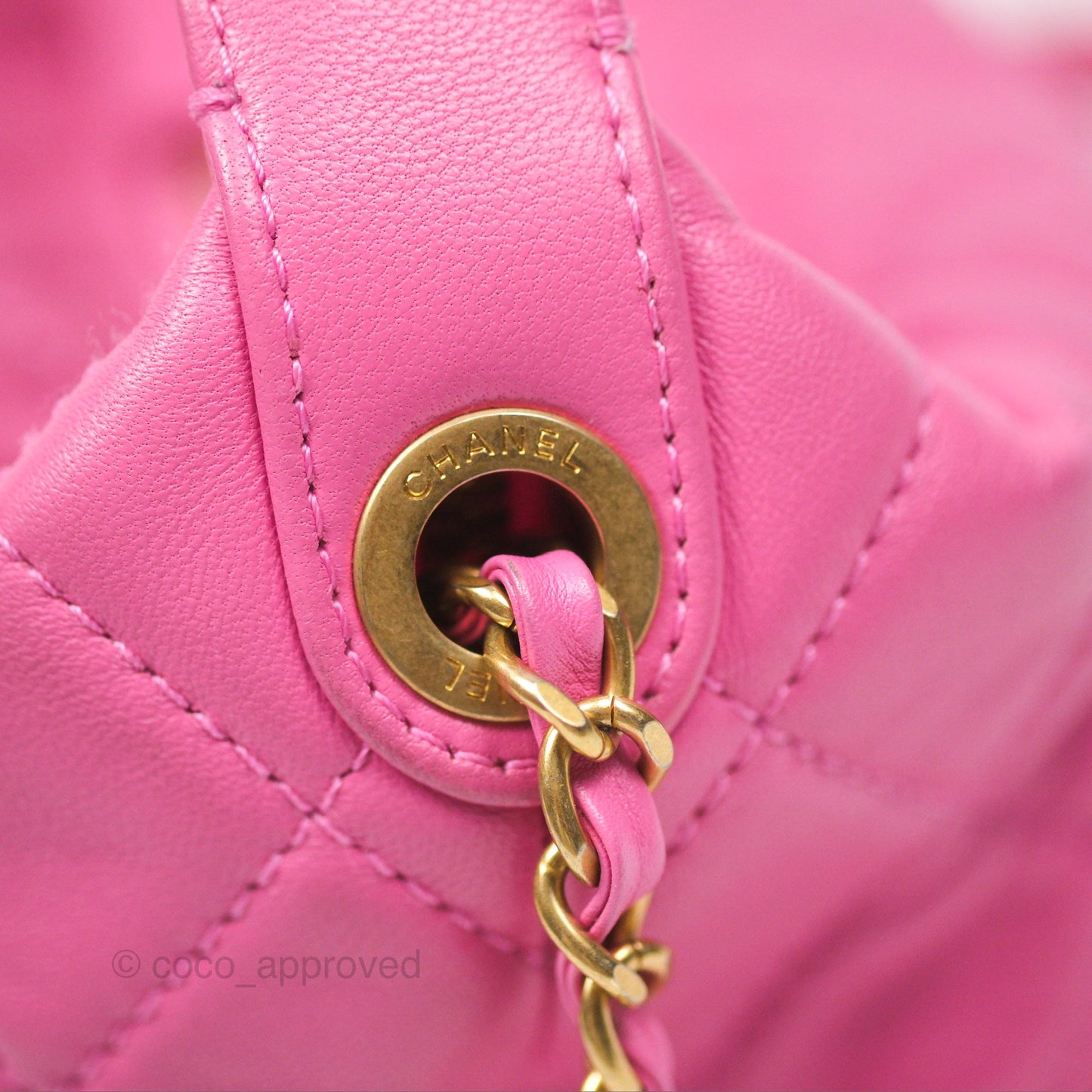 Chanel Quilted Small Perfect Meeting Hobo Pink Lambskin Aged Gold Hardware