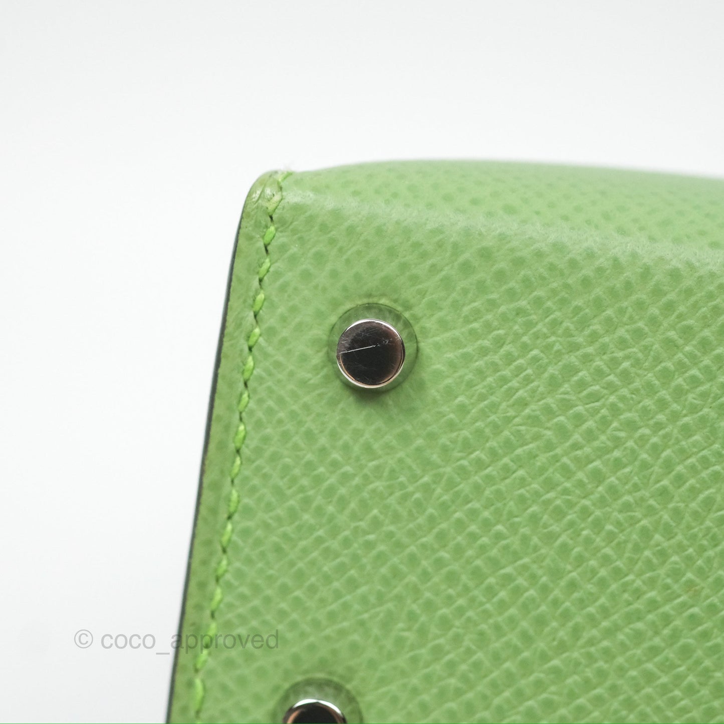 Hermès Mini Kelly II Vert Criquet Epsom Palladium Hardware