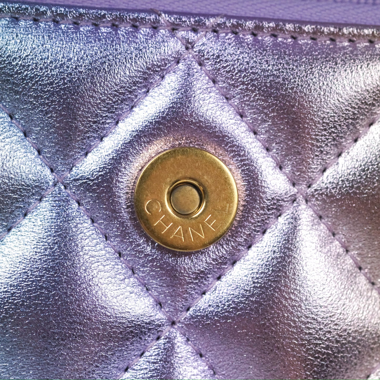 Chanel Mini WOC Phone Holder Metallic Rainbow Lambskin 24C