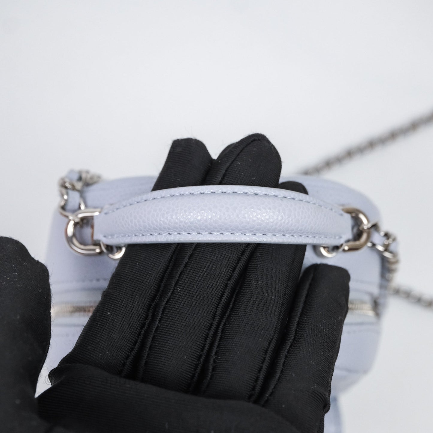 Chanel Classic Mini Backpack Light Blue Caviar Silver Hardware